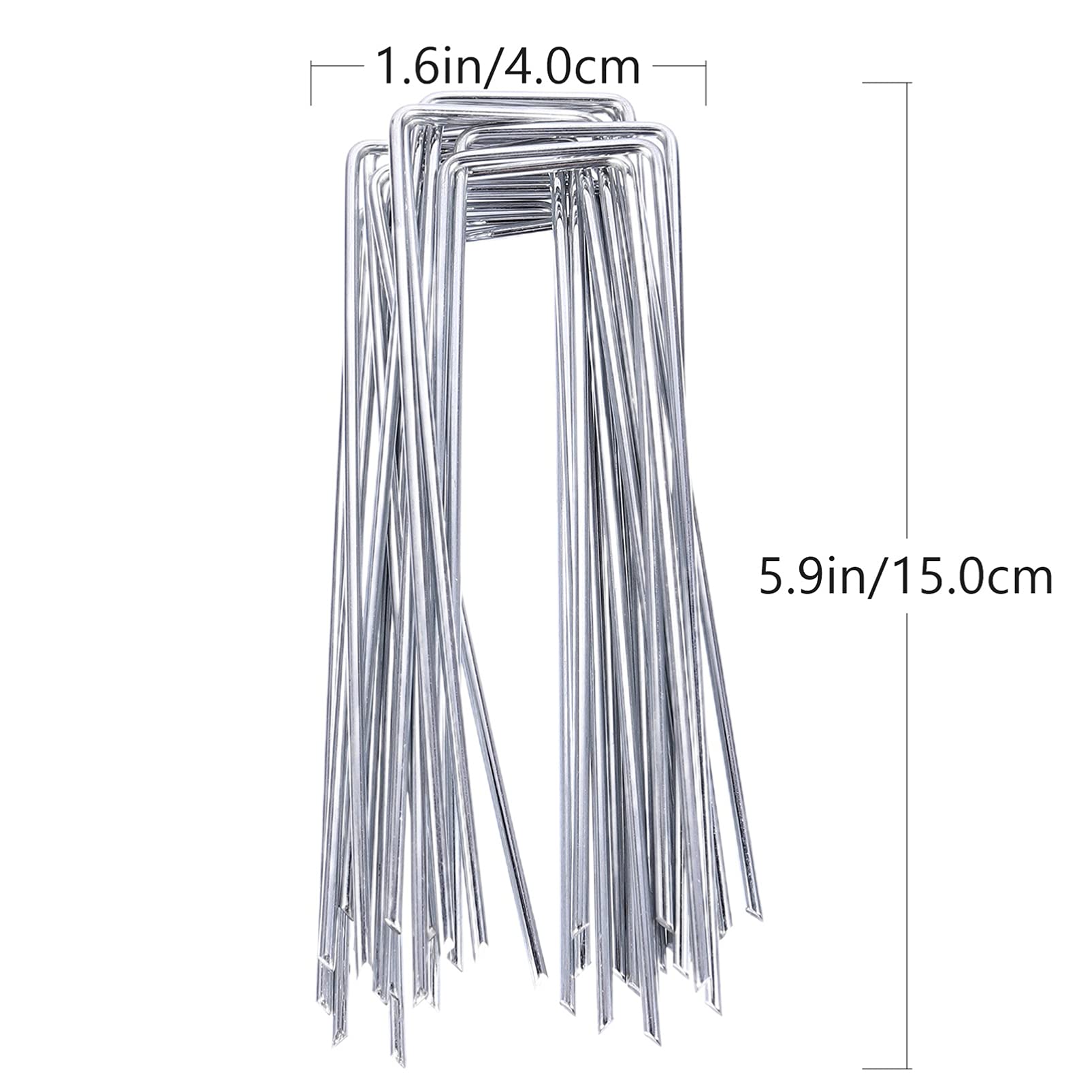50pcs Heavy Duty U-Shaped Metal Tent Stakes - Galvanized Steel Camping Ground Nails for Outdoor Tents, Tarps & Shelters - Secure Your Canopy, Garden Stakes & Camping Gear in Windy Conditions