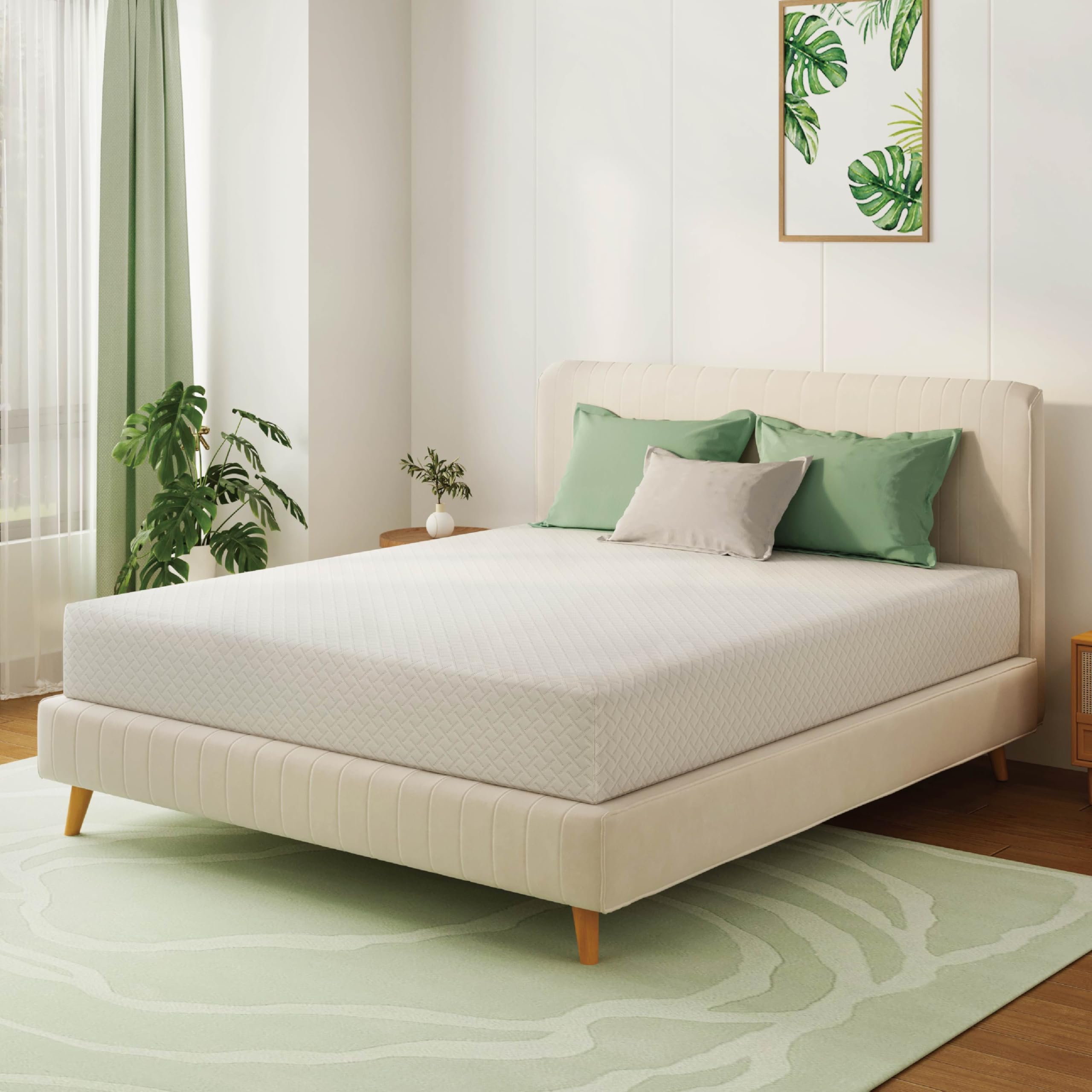 10 Inch Full Size Green Tea Memory Foam Mattress - CertiPUR-US Certified, Fiberglass Free, Cooling Gel Infused for Pressure Relief & Cool Sleep, Bed in a Box with Removable Washable Cover - Perfect for Guest Rooms, Dormitories & Hot Sleepers