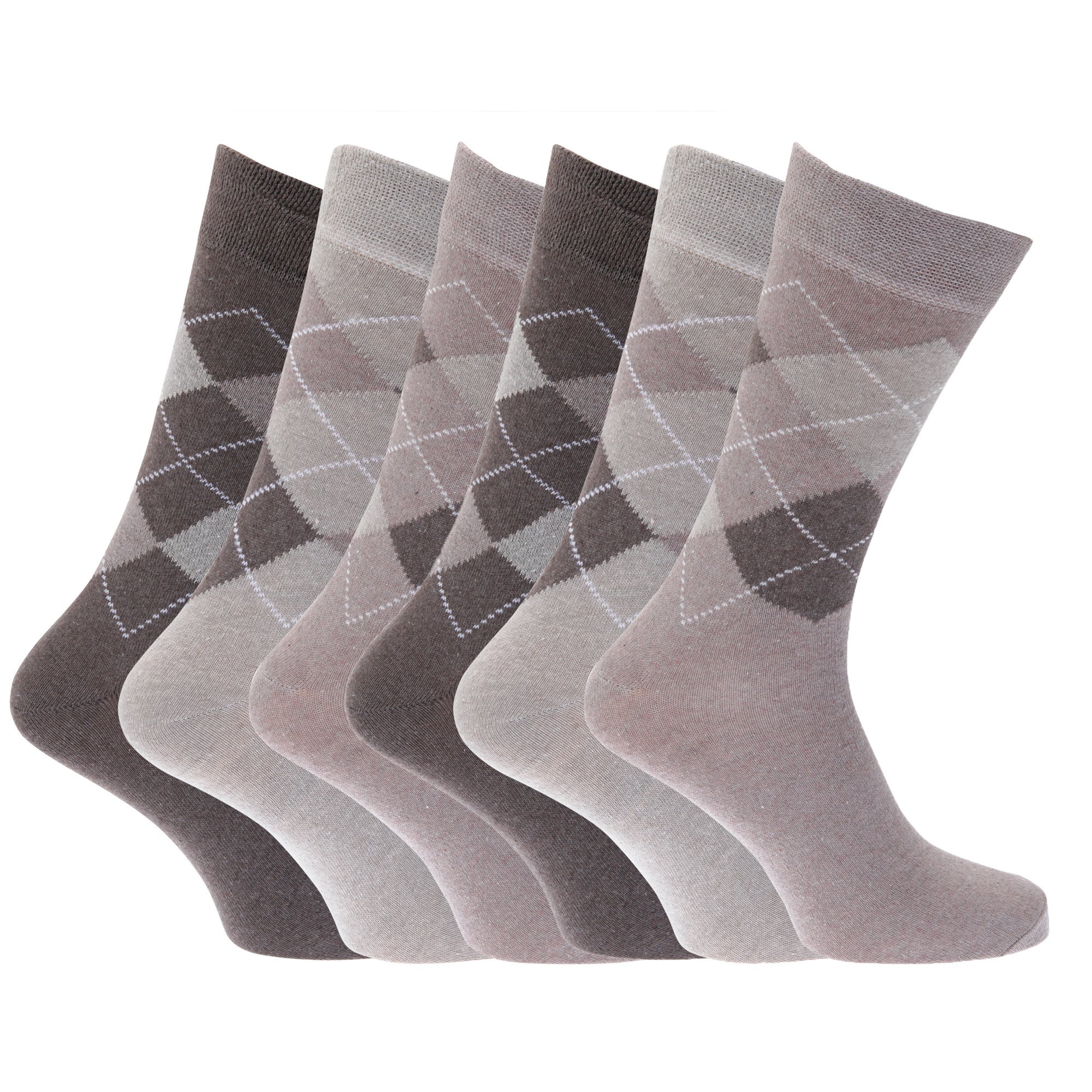 Men's Argyle Cotton Blend Socks - 6 Pack Comfortable Casual Dress Socks for Work, Office & Everyday Wear