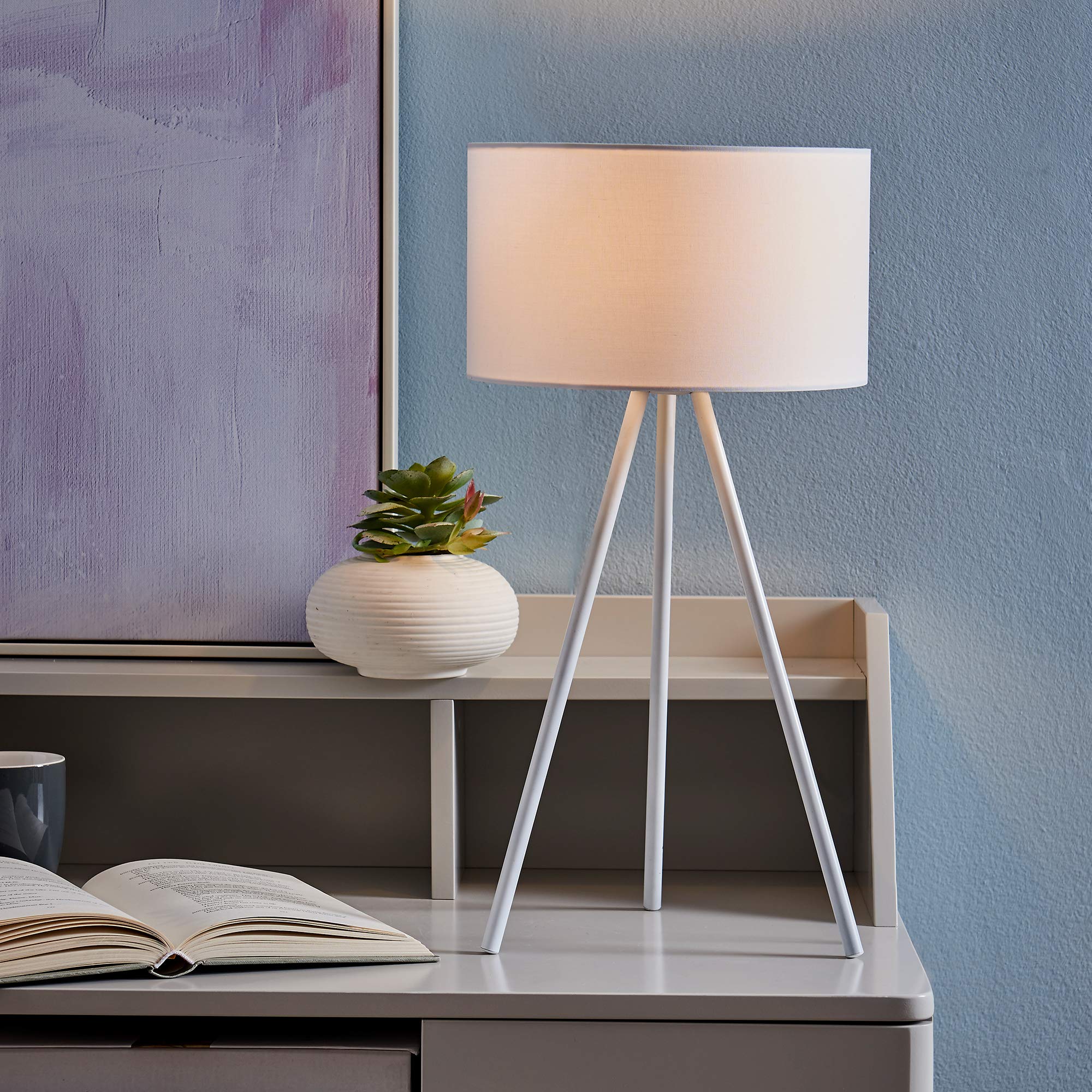 Eli Tripod Floor Lamp - Adjustable White Standing Light for Living Room, Bedroom, Office - Modern 3-Leg Design with Soft Ambient Lighting