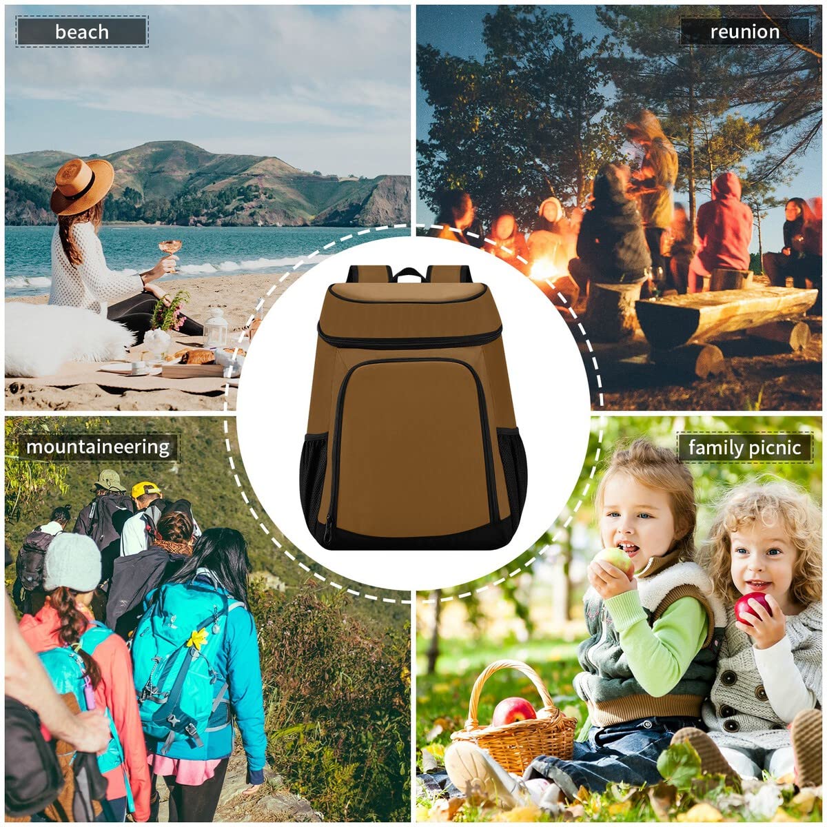 **Leakproof Insulated Cooler Backpack - 30 Can Capacity for Camping, Beach, Hiking & Picnics | Portable Lunch Cooler Bag for Outdoor Adventures**