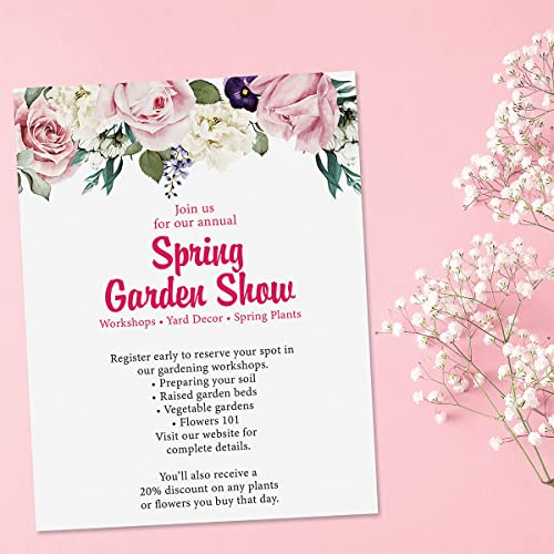 Victorian Rose Floral Letter Paper - Elegant Spring Stationery with Decorative Rose Border, Printable for Holidays, Weddings & Bridal Showers, Invitation Sheets, 8.5