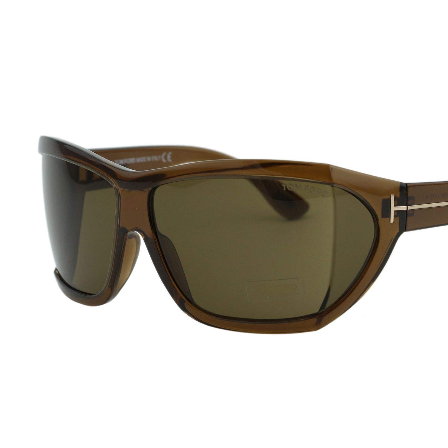 Tom Ford TF402 Sedgewick 48E Wrap Sunglasses - Transparent Brown Frame & UV Protection - Perfect for Driving, Beach, and Outdoor Activities