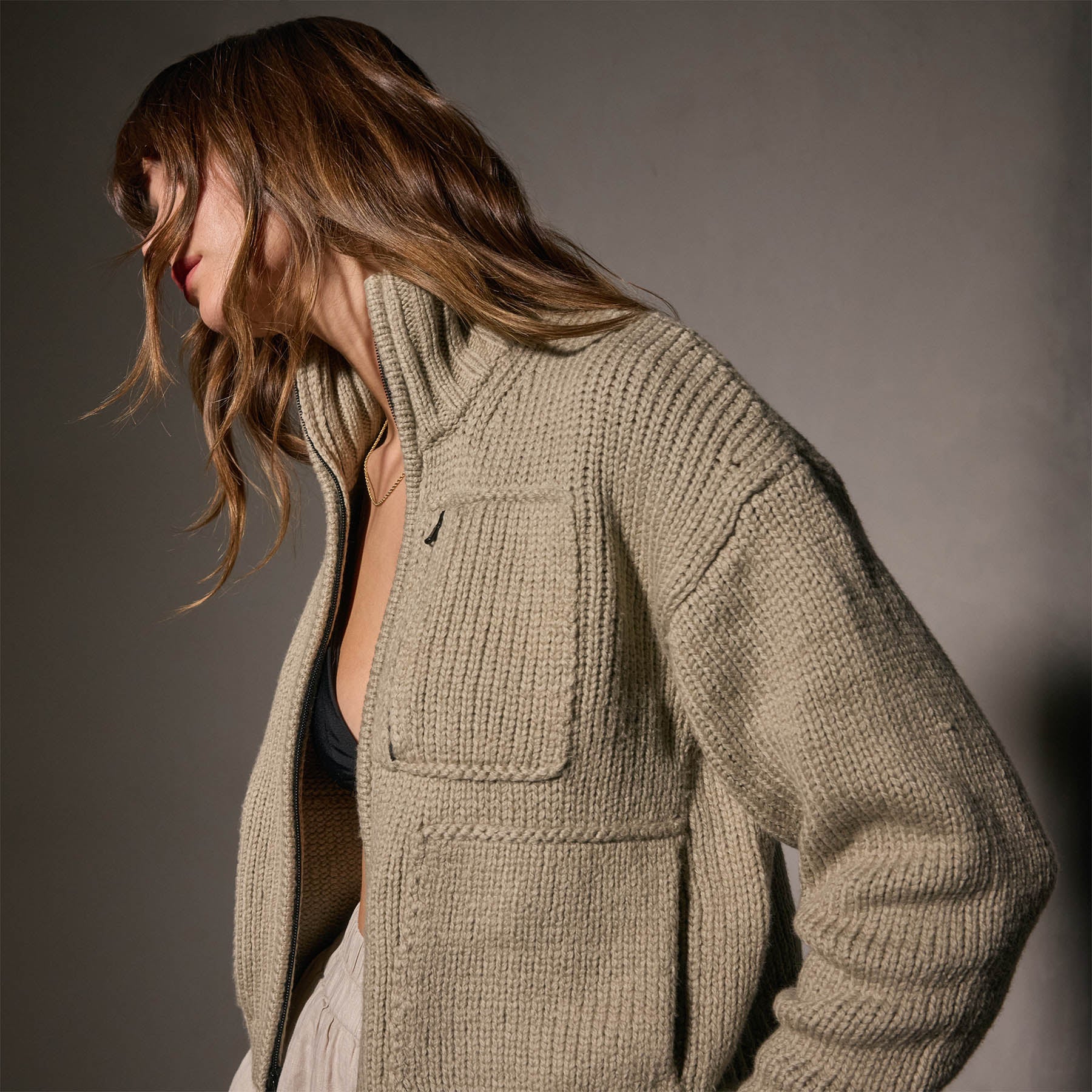 Cozy Cotton Knit Zip-Up Sweater for Women - Soft Casual Pullover with Front Zipper | Perfect for Fall Layering, Office Wear & Weekend Outfits