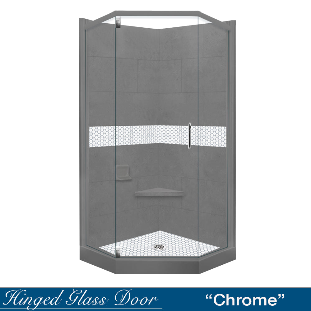 Neo Angle Wet Cement Sistine Stone & Pearl Hex Mosaic Tile - DIY Shower Remodel Kit for Bathroom Walls, Backsplash, and Flooring