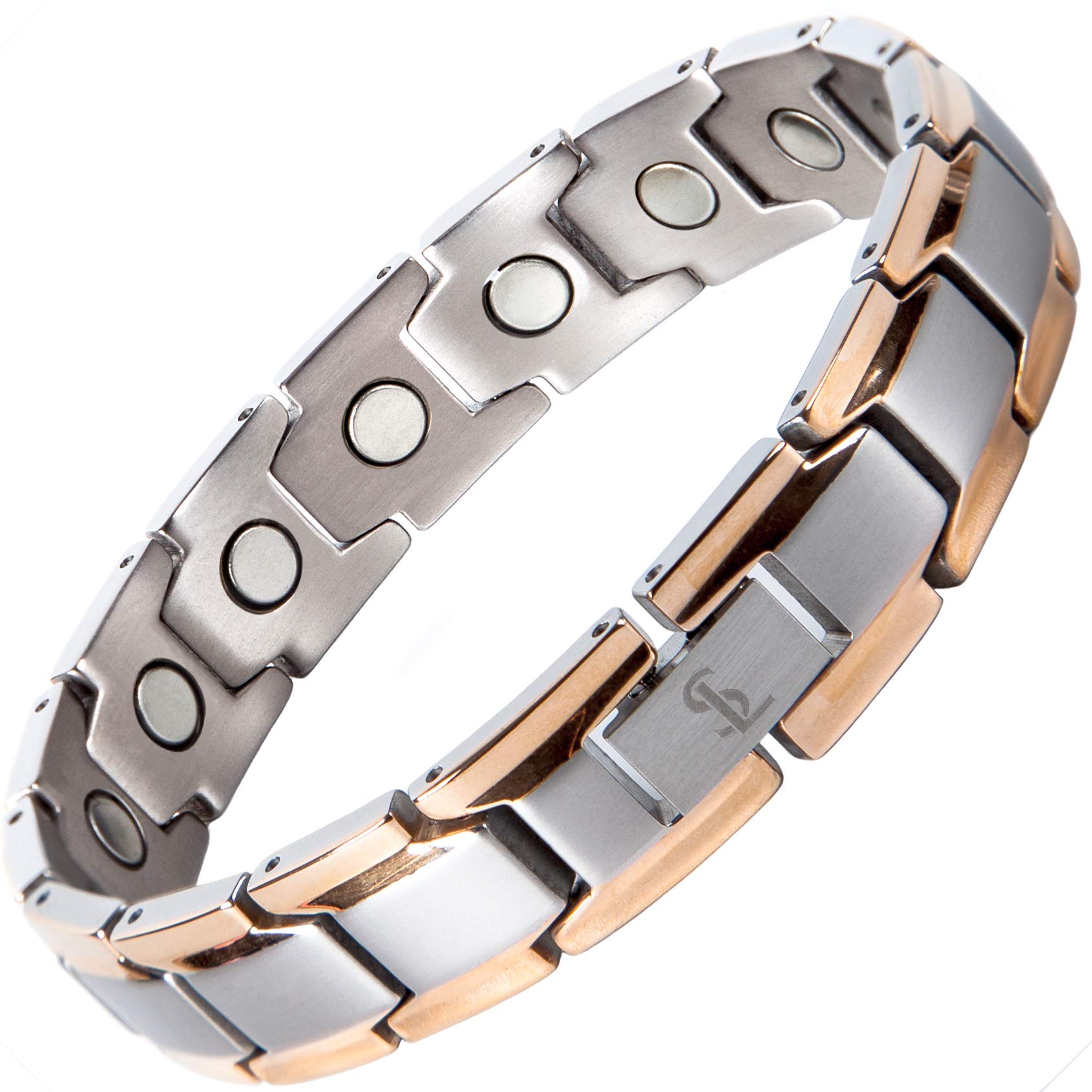 Elegant Titanium Magnetic Bracelet for Men & Women - Adjustable Sizing with Tool (Silver & Rose Gold) | Perfect Fit for Daily Wear, Work & Special Occasions