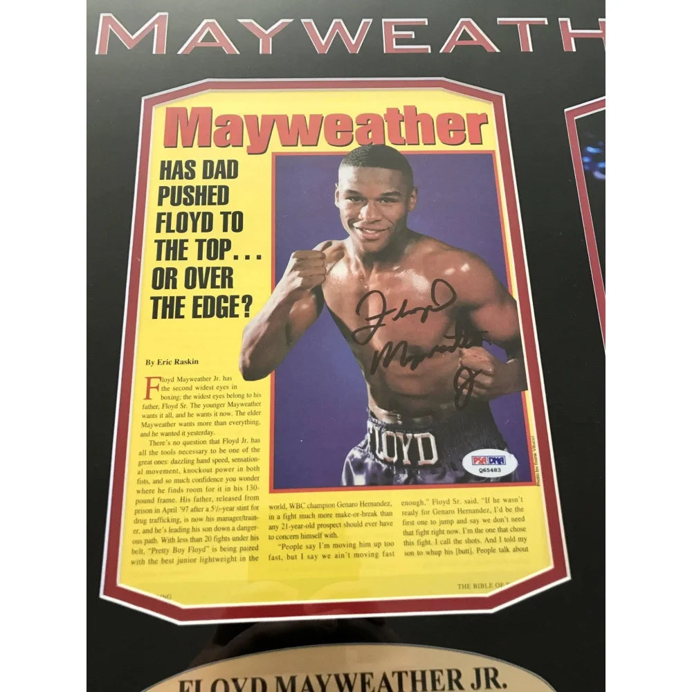 Floyd Mayweather Signed 8x10 Photo with COA & PSA/DNA Authentication - Framed Boxing Memorabilia for Collectors, Man Cave, Sports Bar Decor