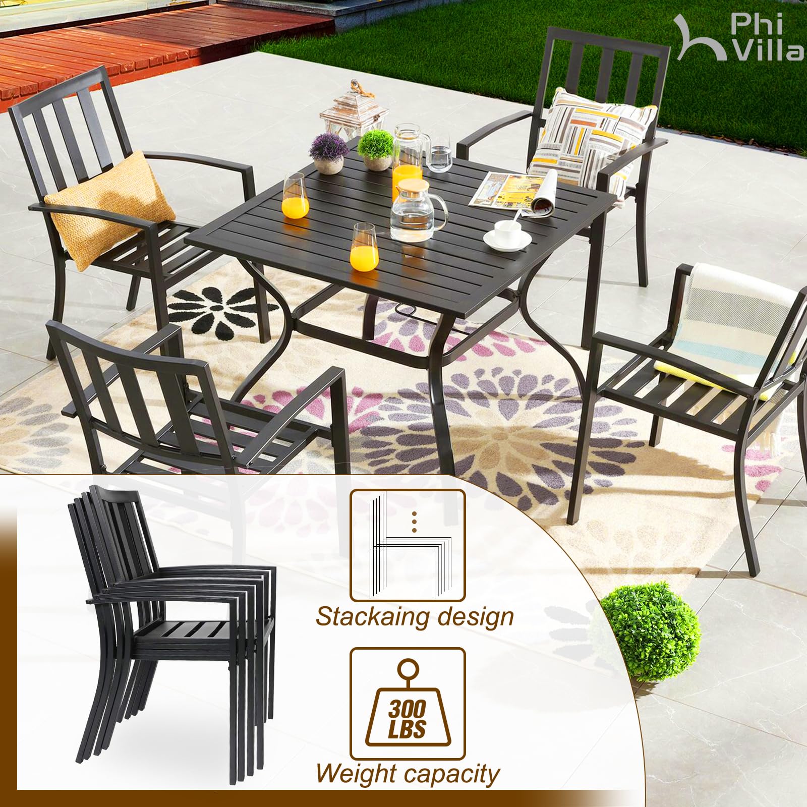PHI VILLA 5-Piece Outdoor Dining Set - 37