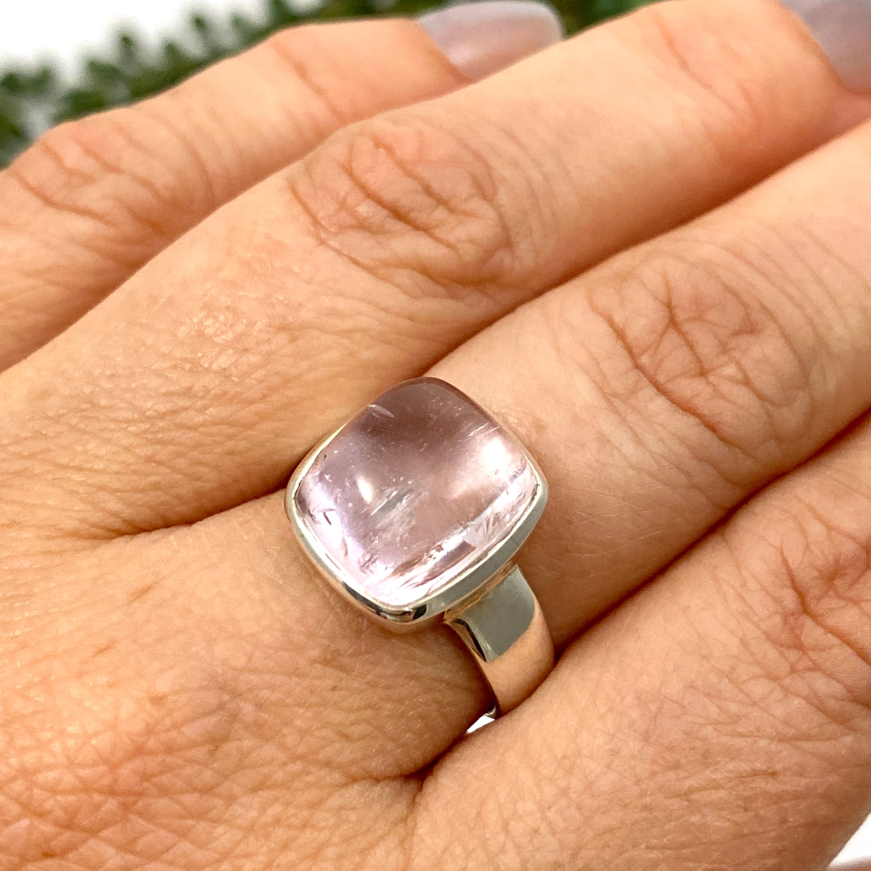 Kunzite Square Ring Size 7.5 PRGJ454 - Elegant Sterling Silver Jewelry for Women, Perfect for Weddings, Anniversaries & Special Occasions