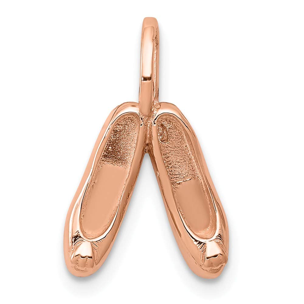 14K Rose Gold Solid Polished 3D Ballet Slippers Charm Pendant - Elegant Jewelry Gift for Dancers, Ballerinas & Dance Lovers - Perfect for Necklaces, Bracelets & Dance-Themed Jewelry Collections