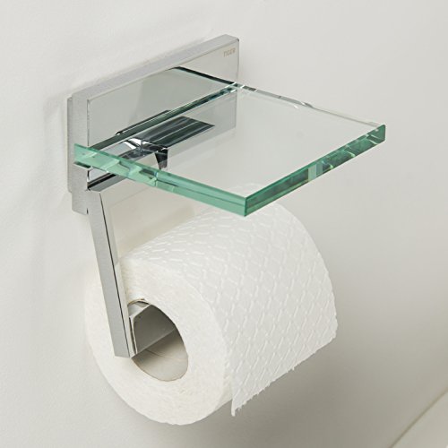 Safira 264130346 Chrome Toilet Paper Holder with Lid - Bathroom Tissue Storage Organizer for Modern Homes & Restrooms