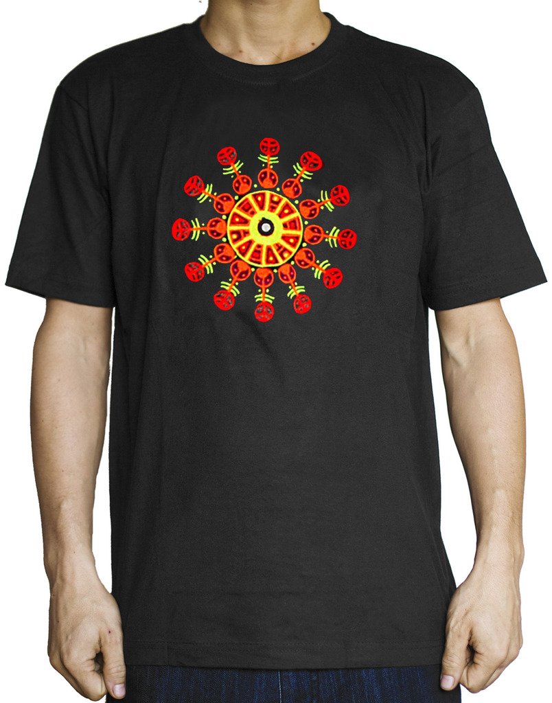 ImZauberwald Torino Mirror Crop Circle T-Shirt with Real Mirror Fractal Mandala Design - Perfect for Festivals, Rave Parties, and Boho Fashion