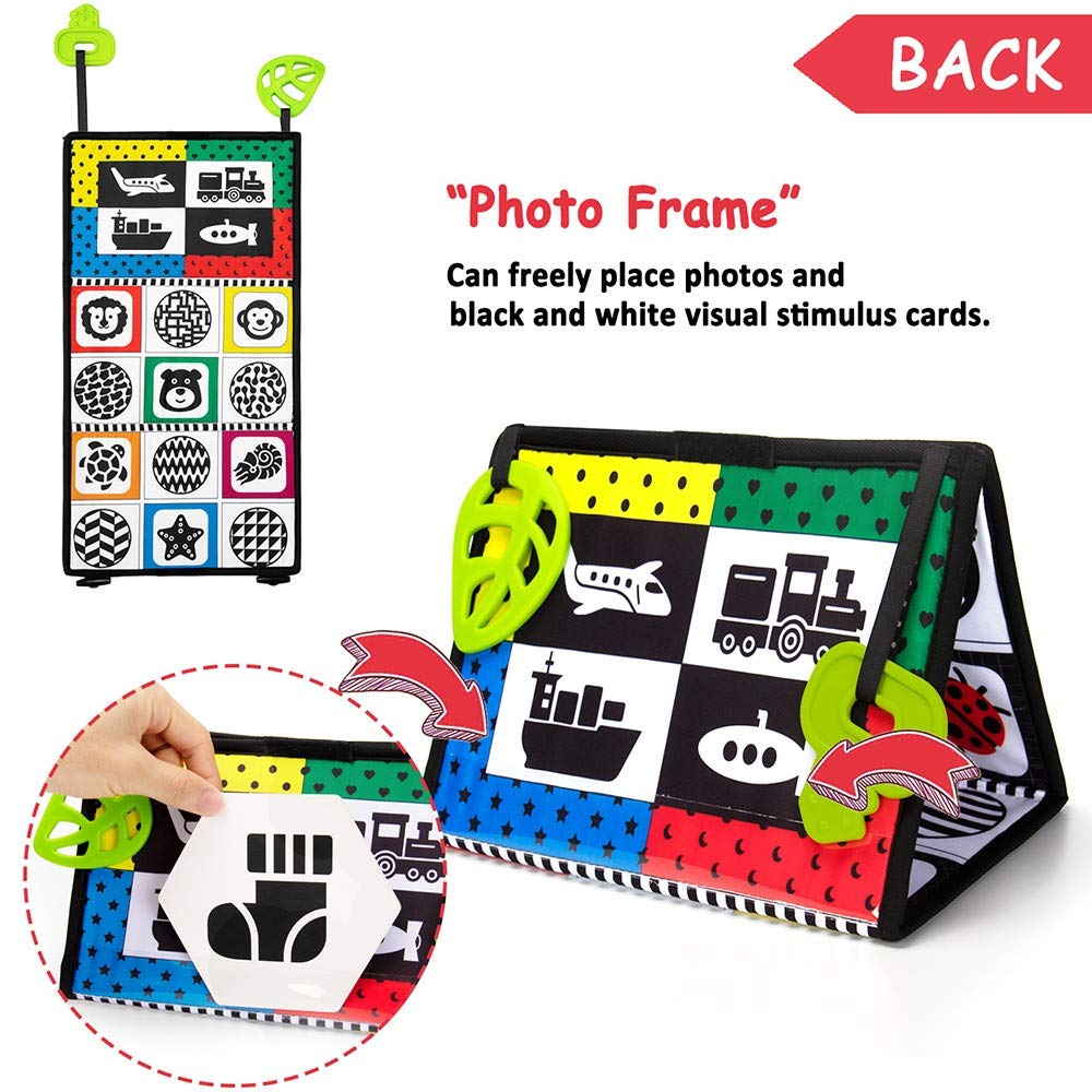**teytoy Tummy Time Baby Mirror & Teether Toy - High Contrast Black & White Sensory Toy for Infants 0-6 Months - Foldable Floor Mirror for Newborn Development - Perfect for Playtime & Early Learning**