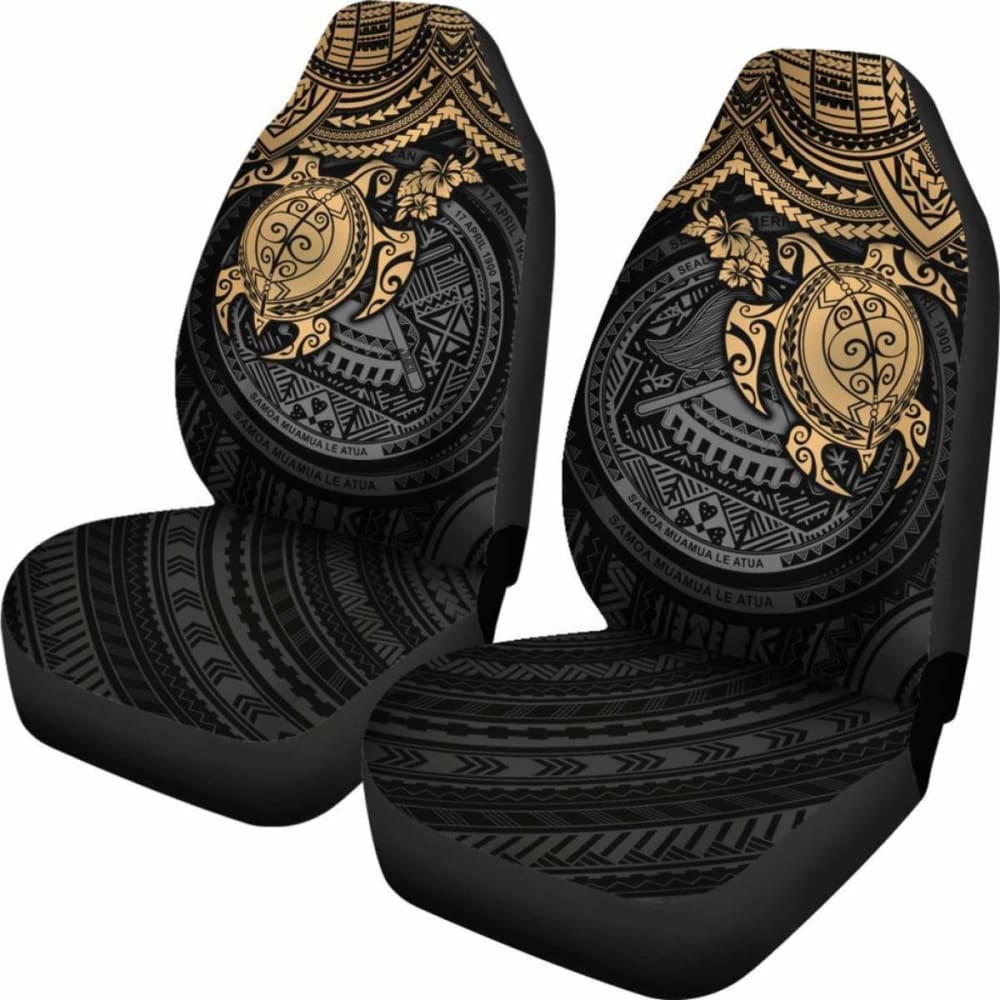 Premium American Samoa Polynesian Car Seat Covers - Gold Turtle Design for Cars, SUVs & Trucks | Durable & Stylish for Daily Commute, Road Trips & Tropical Vacations