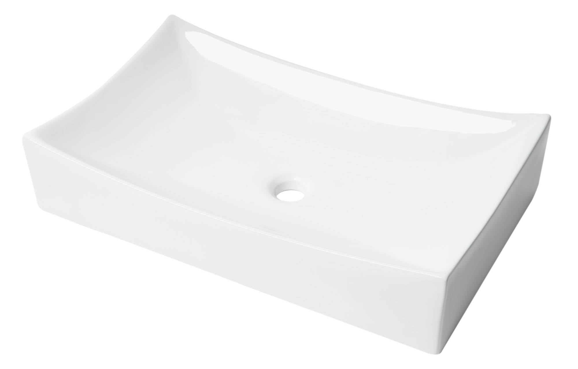 ALFI ABC904 White Ceramic Bathroom Sink - Modern Drop-in Vanity Sink for Powder Room, Guest Bath & Small Spaces