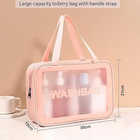 Waterproof Cosmetic Makeup Organizer Travel Case - Zippered Toiletry Bag for Women | Portable Makeup Pouch for Travel, Gym & Daily Use (Small, Pink)
