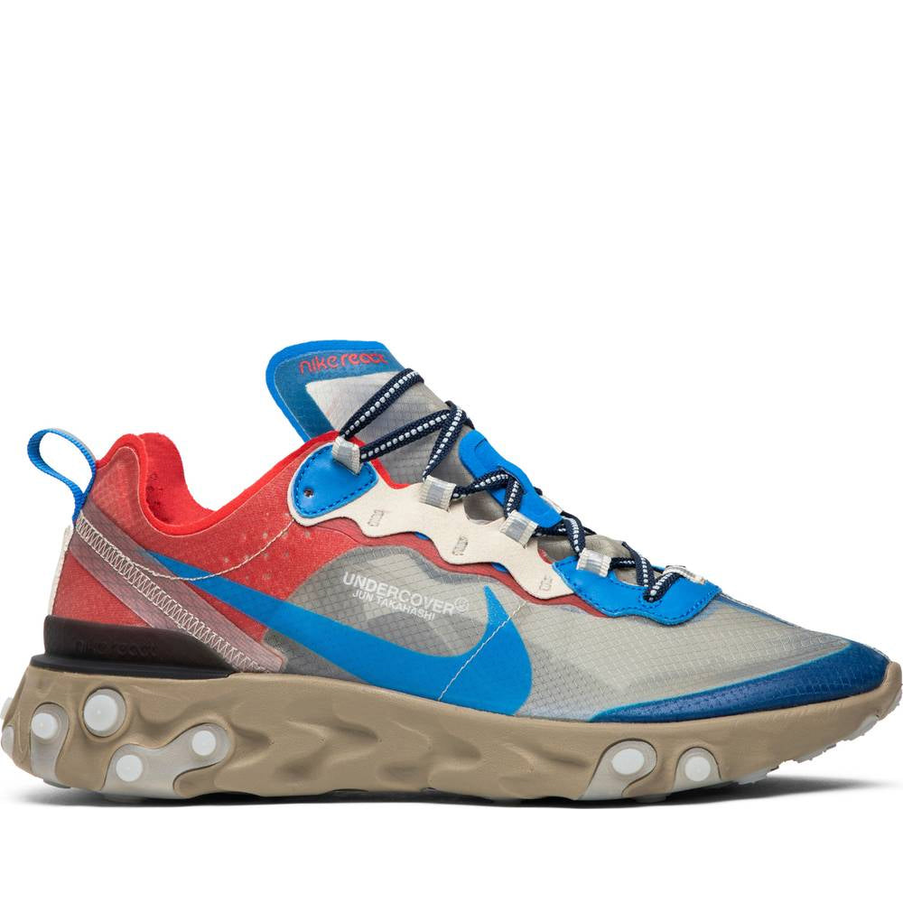 Nike x Undercover React Element 87 Running Shoes - Beige & Blue Colorway | Lightweight & Breathable for Men | Perfect for Jogging, Gym Workouts & Casual Wear (New)