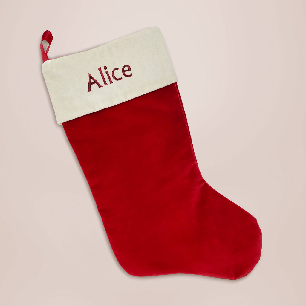 Personalized Red Christmas Stocking for Kids - Bertie Bear Custom Holiday Gift for Stocking Stuffers & Festive Decorations
