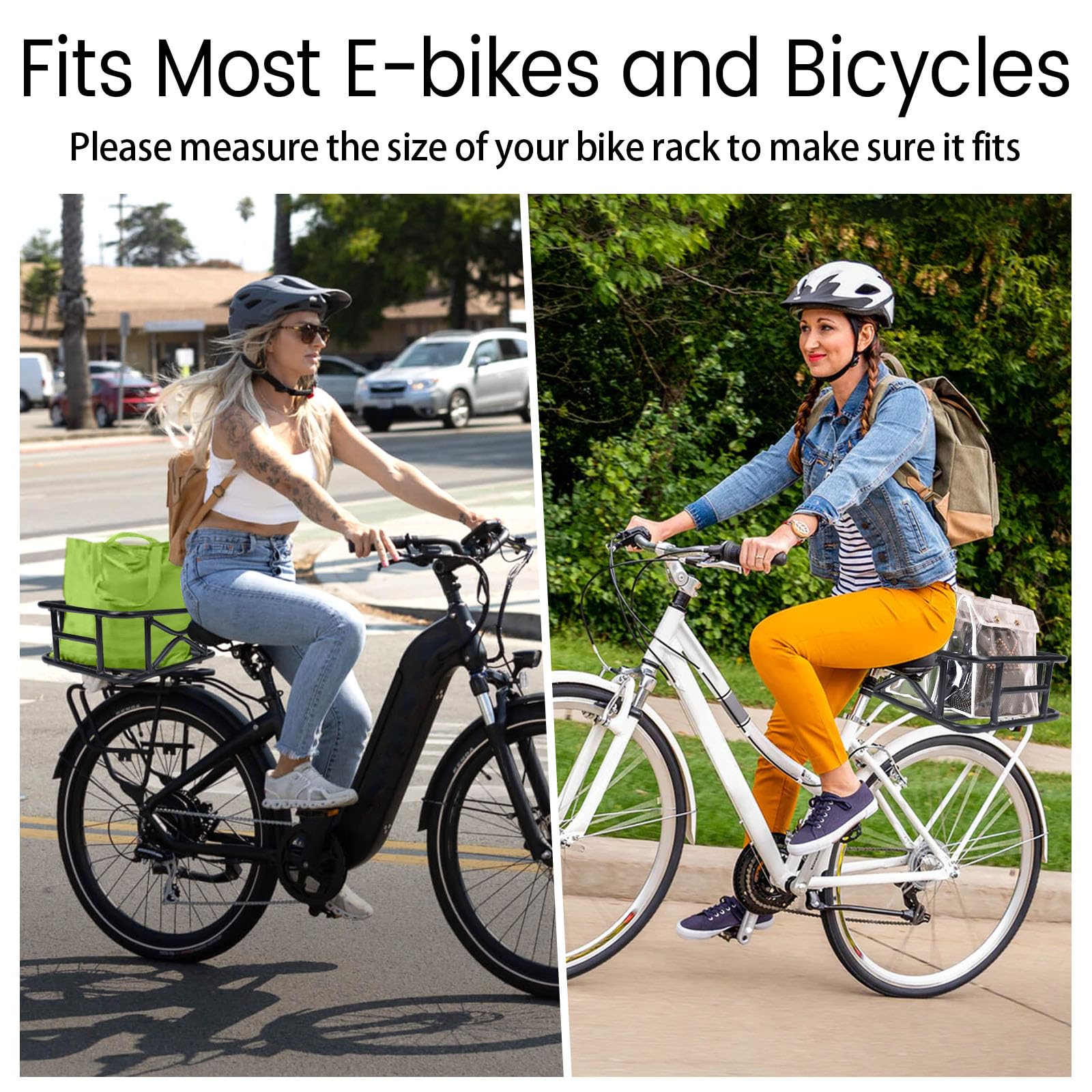 Heavy Duty Metal Rear Bike Basket for Electric Bicycle - Large 17.3x13x6 Inch Cargo Carrier for Pets, Groceries & Sports Gear - Perfect for Commuting, Shopping & Outdoor Adventures