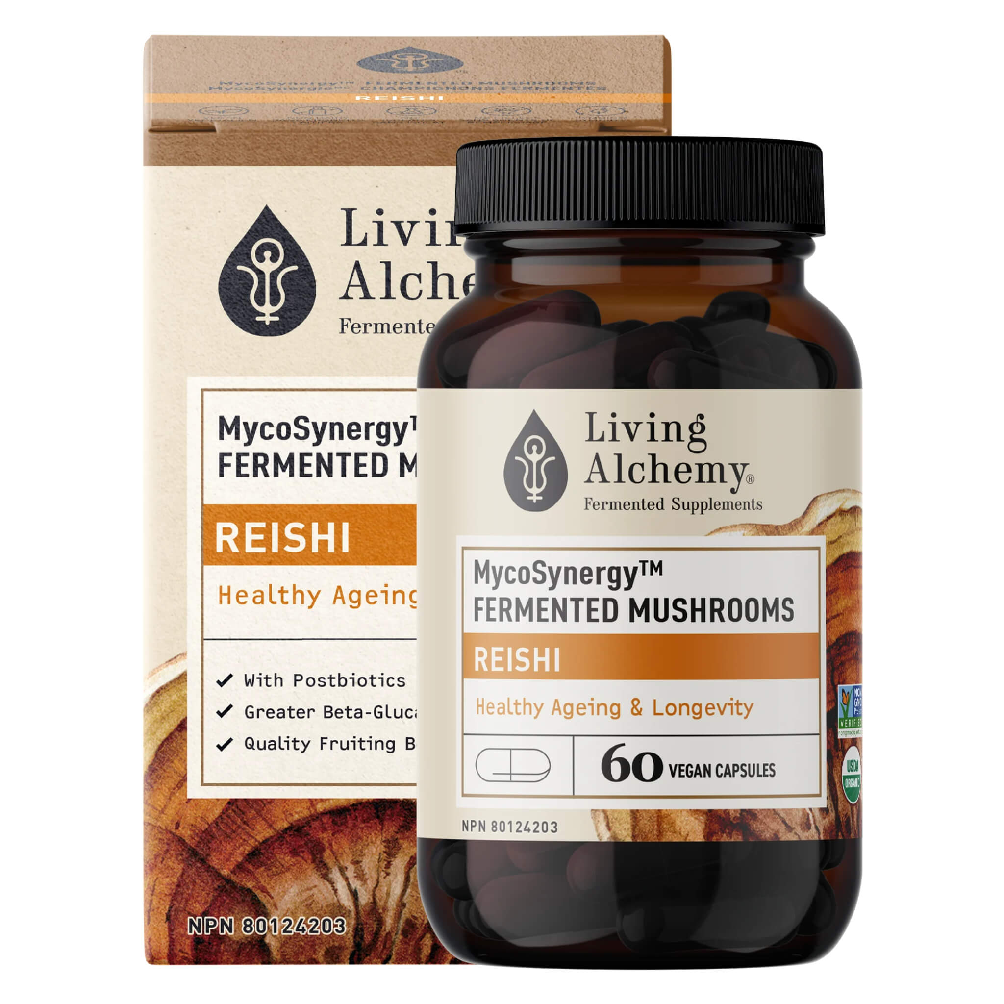 Organic MycoSynergy Fermented Reishi Mushroom Supplement - Immune Support & Stress Relief - Vegan Capsules for Wellness & Daily Energy Boost - Perfect for Busy Professionals & Health-Conscious Individuals