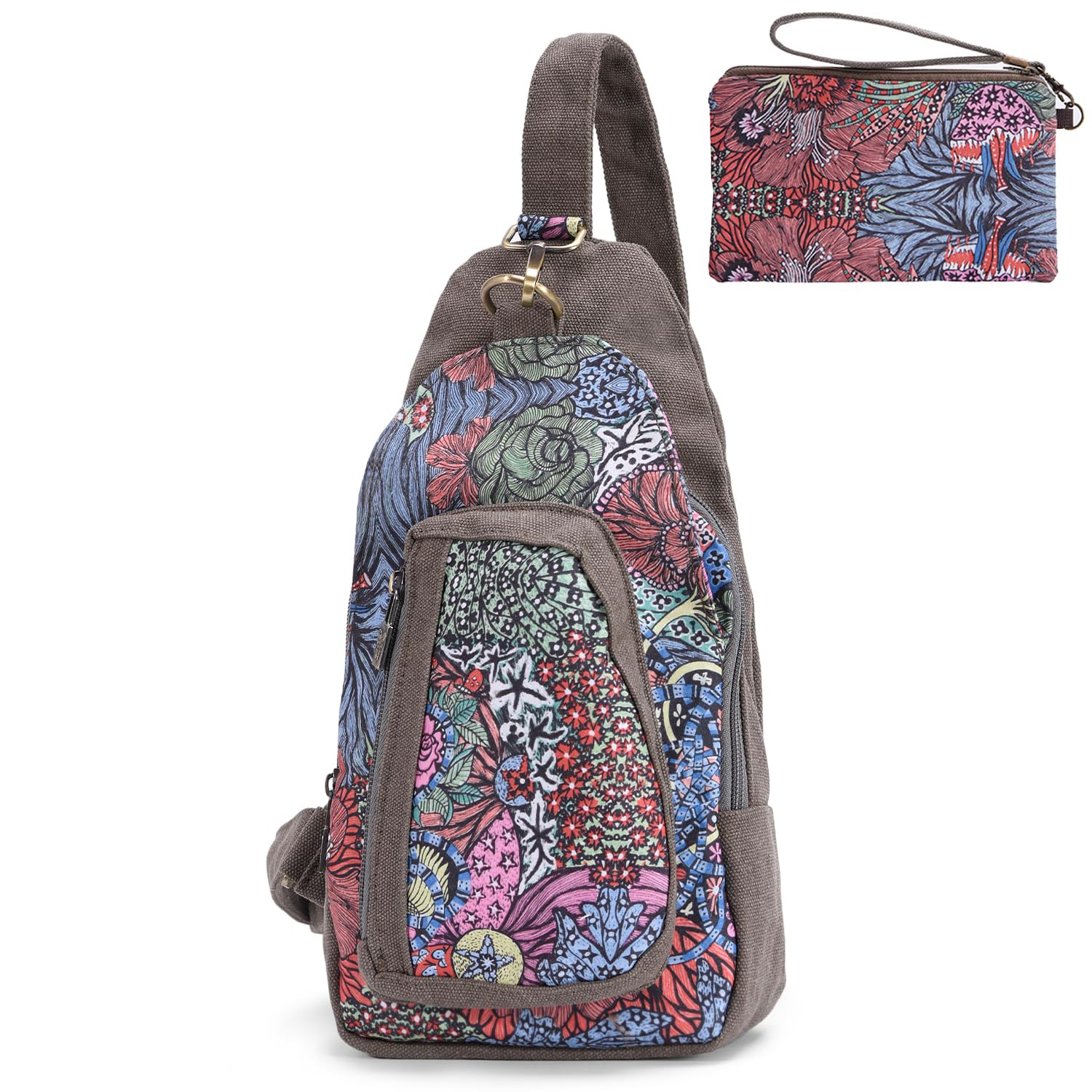 Black Butterfly Canvas Chest Bag - Small Crossbody Pack for Travel, Hiking & Outdoor Adventures - Adjustable Shoulder Strap for Comfort & Style