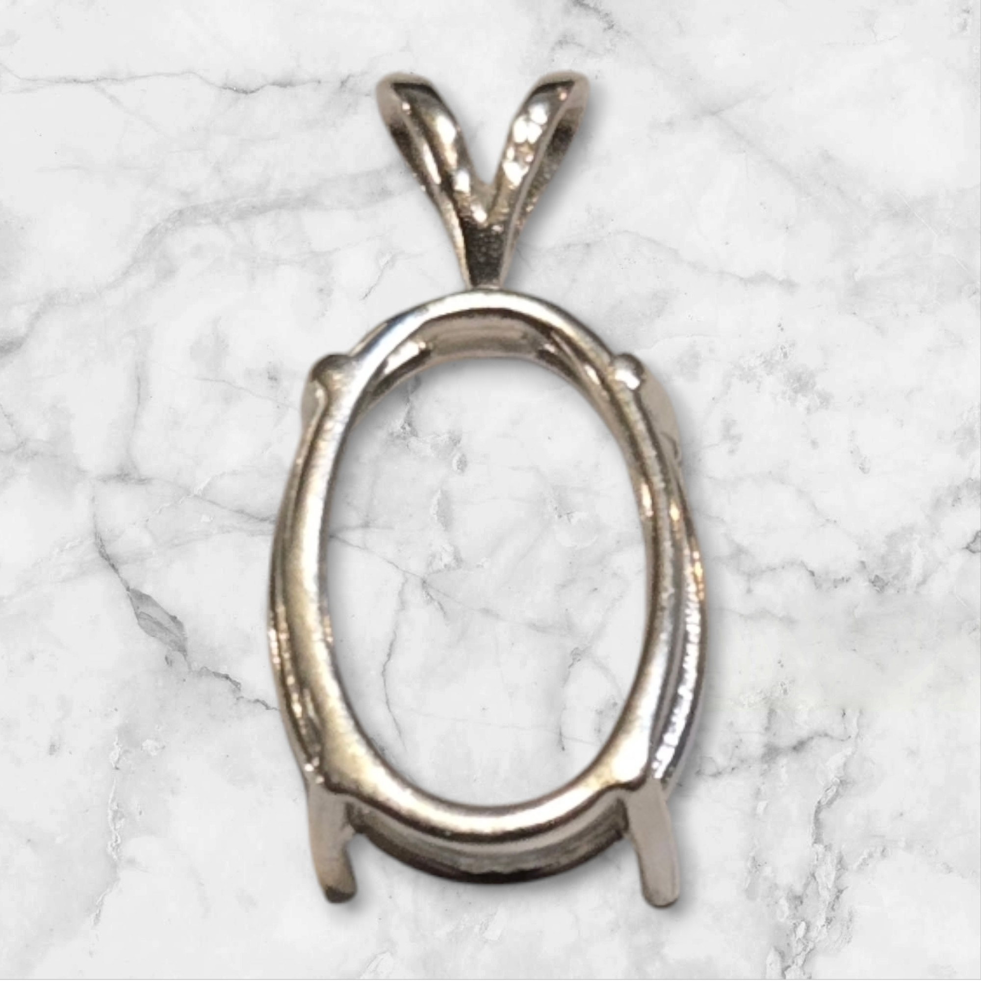 925 Solid Sterling Silver 6X4mm 30X22mm Oval Cut Pendant Setting - Jewelry Making Supplies for Necklaces & DIY Crafts - Made in USA (161050) - Perfect for Custom Jewelry, Gifts & Bridal Accessories