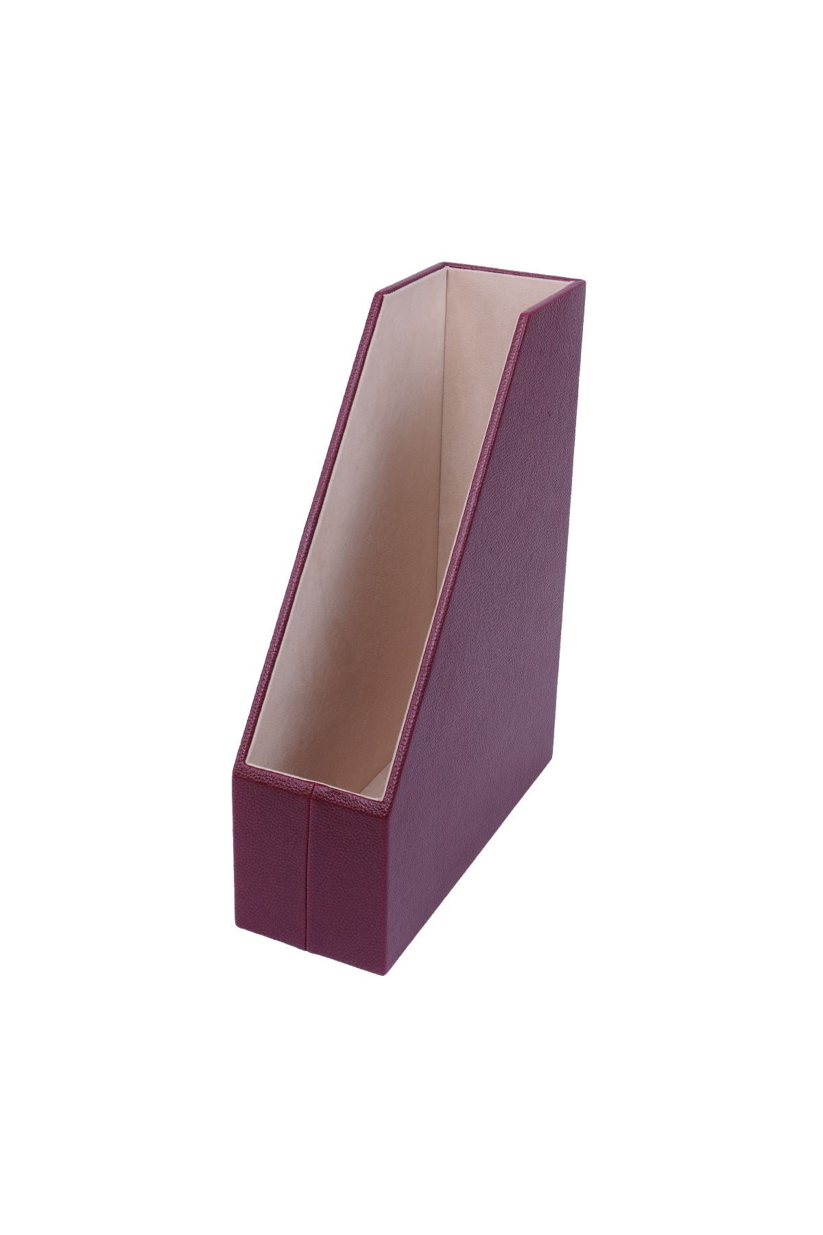 MOOG Faux Leather Magazine Holder & File Organizer - Stylish Desktop Storage for Office, Home, or Dorm Room Organization