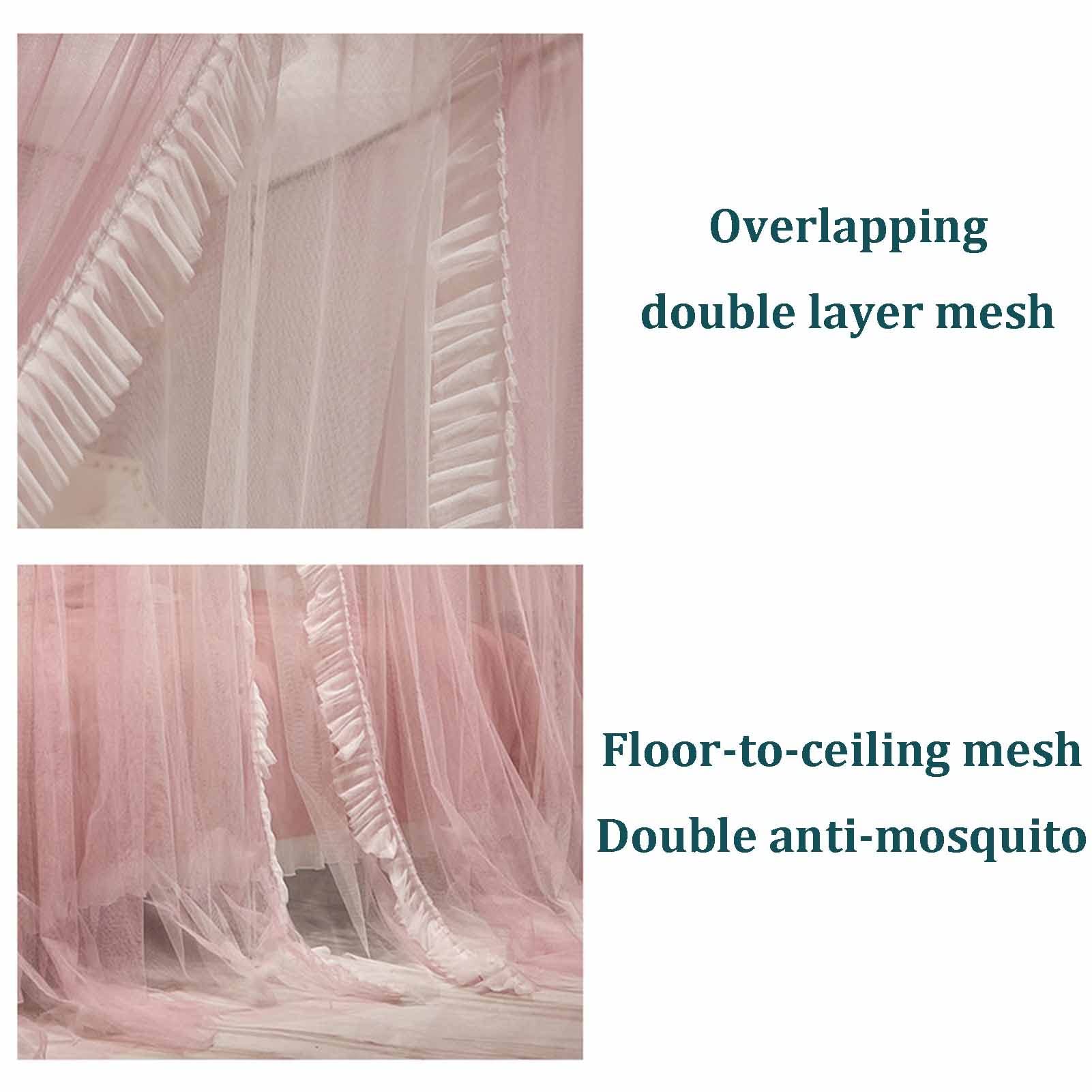 Luxury Floor-to-Ceiling Bed Canopy Mosquito Net for Queen Size Beds (6ft/1.8m) - 4 Corner Support Hanging Bed Curtain - Romantic Bedroom Decor for Wedding, Nursery & Master Bedroom (180x220x200cm, Style 5)