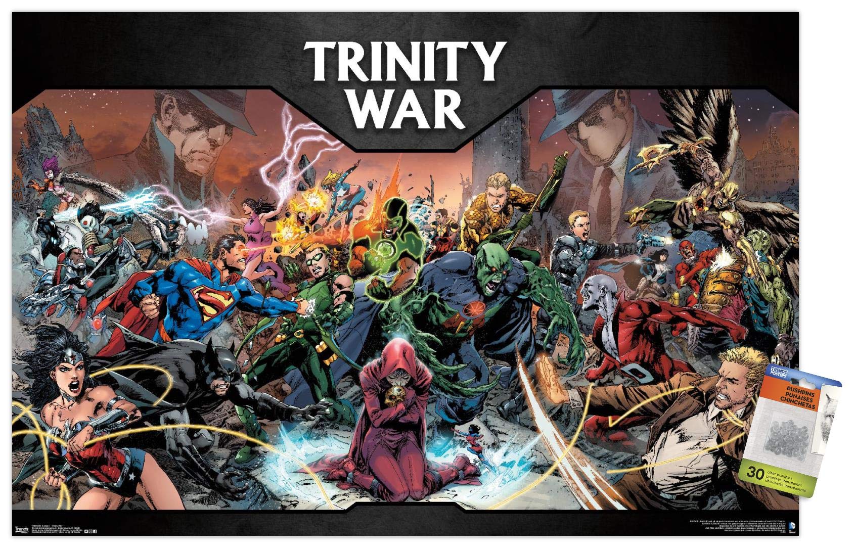 DC Comics The Trinity War Wall Poster - Premium Quality Comic Art Print with Push Pins - Perfect for Superhero Fans, Home Decor & Office Wall Art