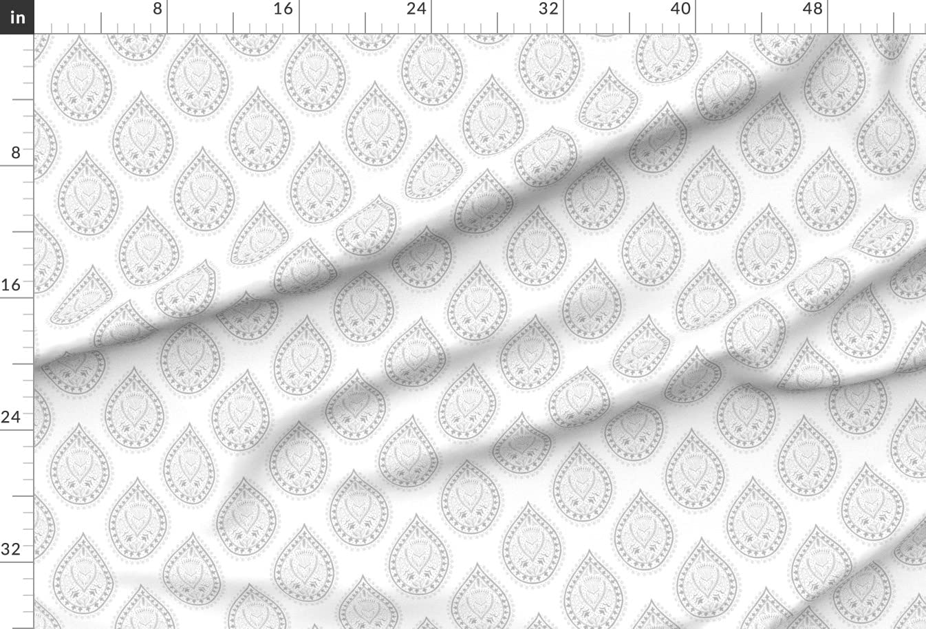 Gray Paisley Block Print Upholstery Velvet Fabric by The Yard - Premium Spoonflower Fabric for Home Decor, Furniture Upholstery & Apparel - Perfect for Sofas, Curtains, Dresses & Craft Projects