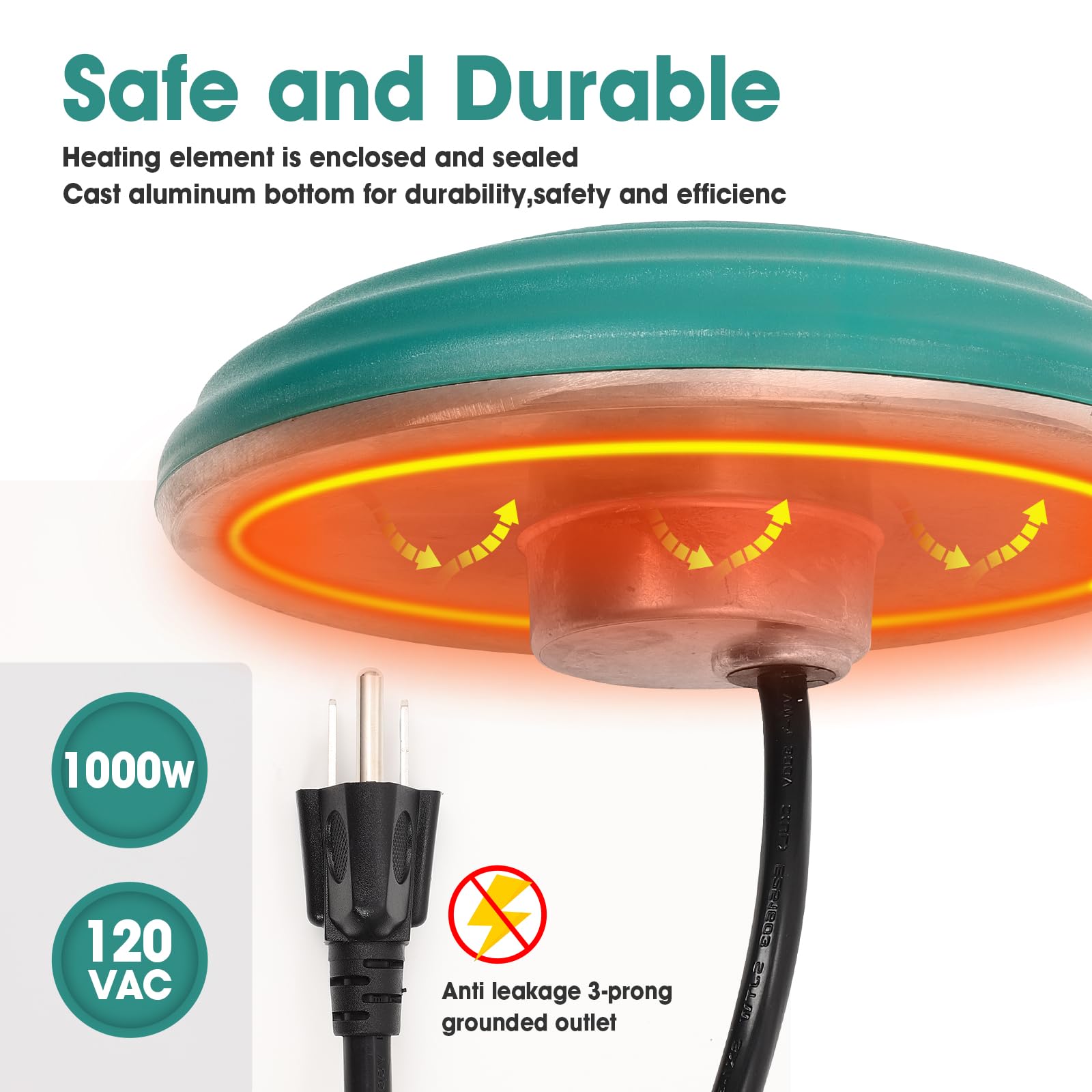 1000W Floating Pond Heater with Thermostat - Durable Cast Aluminum Deicer for Outdoor Ponds, Fish Tanks & Stock Tanks | Winter Protection for Koi, Goldfish & Aquatic Life