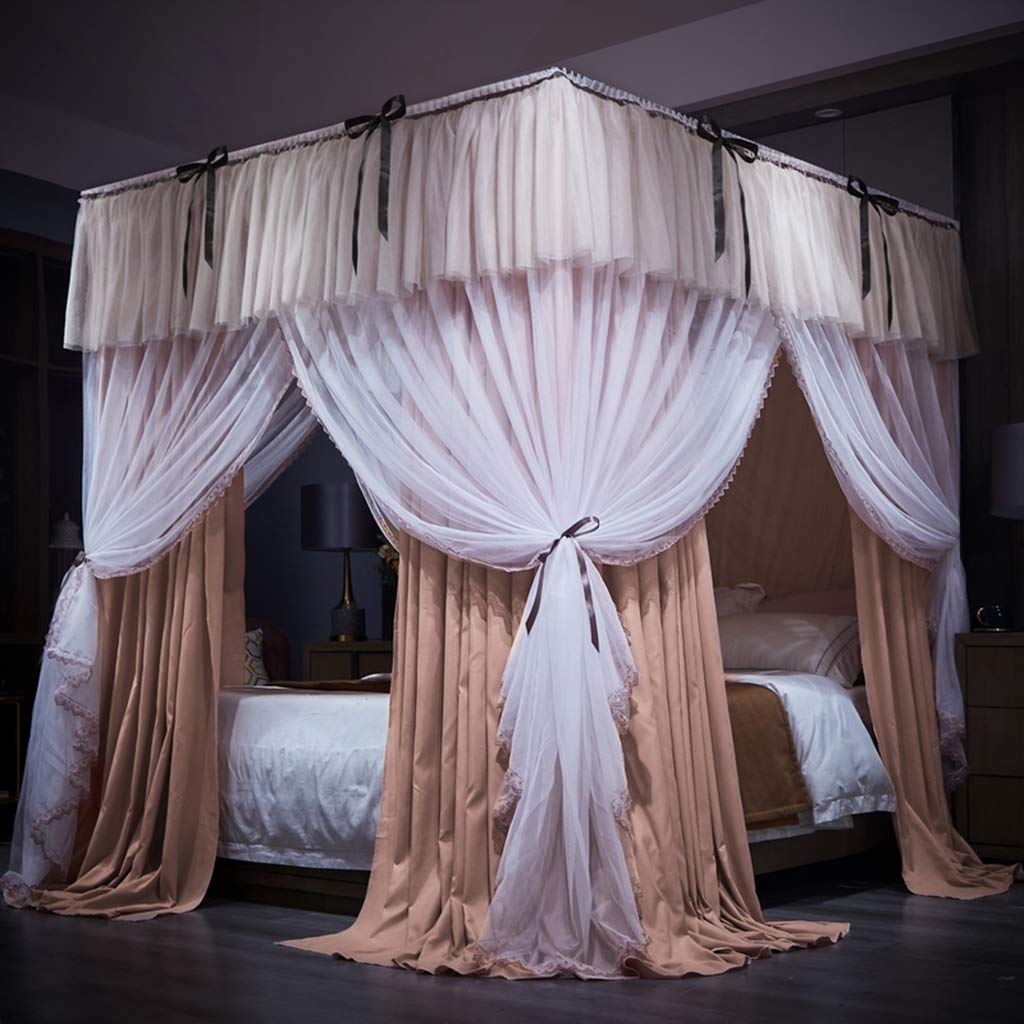 70% Blackout Princess Bed Canopy with 4 Corner Posts & Mosquito Net - Full/Queen/Cal King Size Frame for Girls, Women & Boys (Jade, King) | Perfect for Bedroom Decor, Light Blocking & Bug Protection