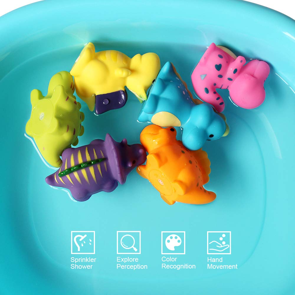 Dinosaur Bath Toys for Toddlers - 6PCS Soft Floating Baby Bath Toys, Bathtub Learning & Fun Bathroom Toys for Kids | Perfect for Sensory Play & Bathtime Learning