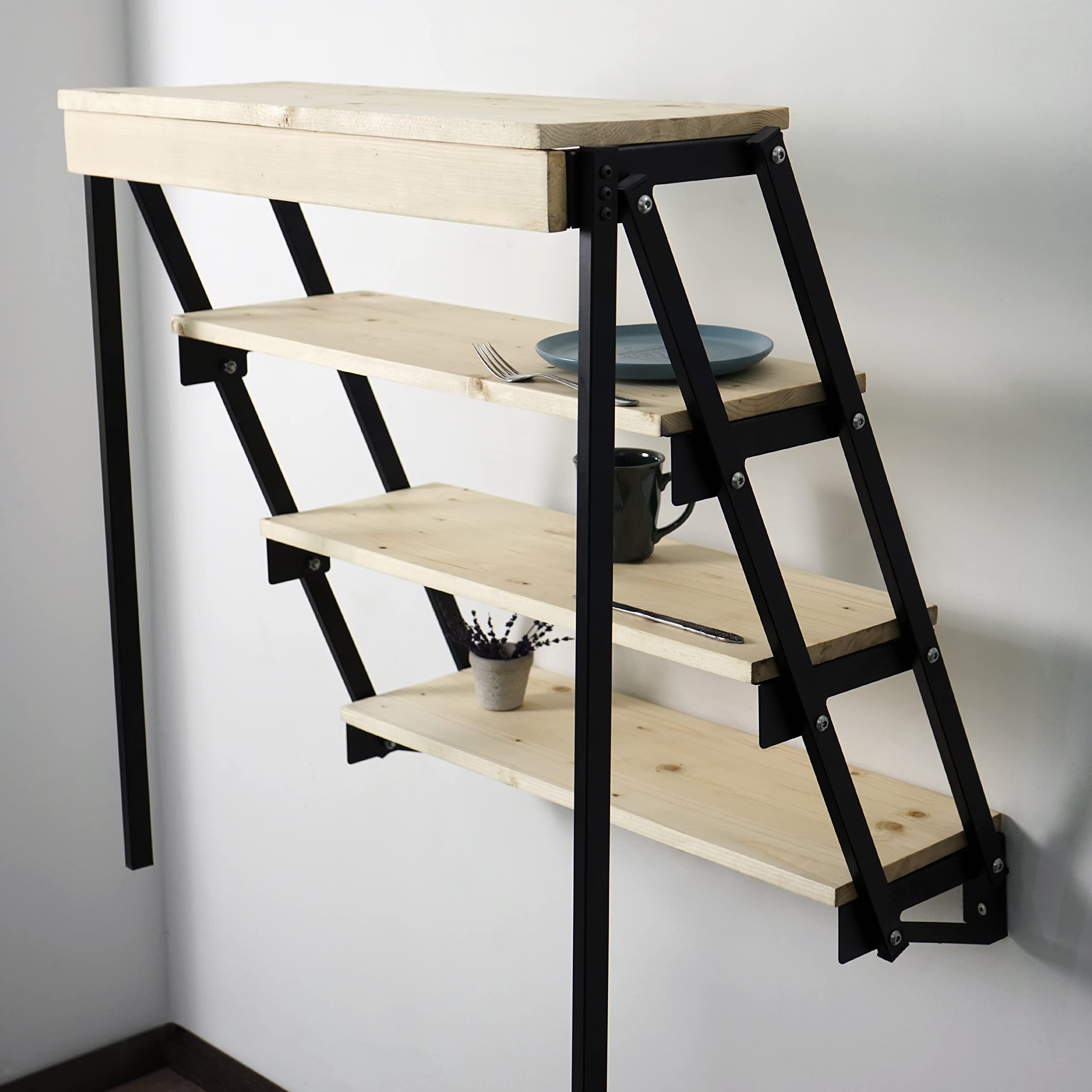 Murphy Folding Table - Space Saving Wall Mounted Dining Table & Multifunctional Desk with Storage Shelf | Perfect for Small Apartments, Tiny Homes & Studio Living