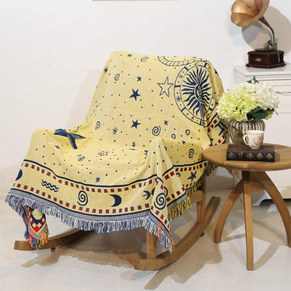 Premium Woven Couch Throw Blanket - Double Sided Soft Cotton with Elegant Fringes & Decorative Tassels - 71