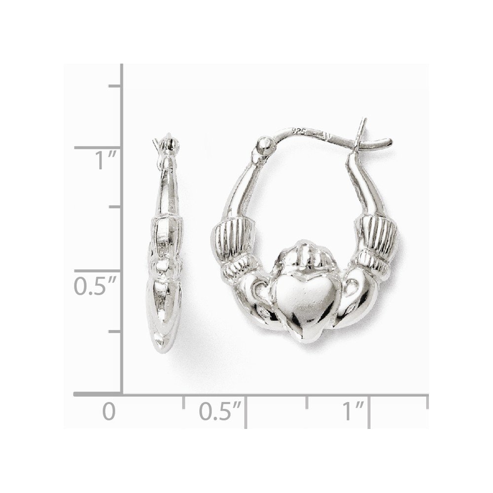 Sterling Silver Polished Claddagh Hinged Hoop Earrings for Women - Irish Celtic Jewelry Gift for Her - Perfect for Weddings, Anniversaries & Everyday Wear