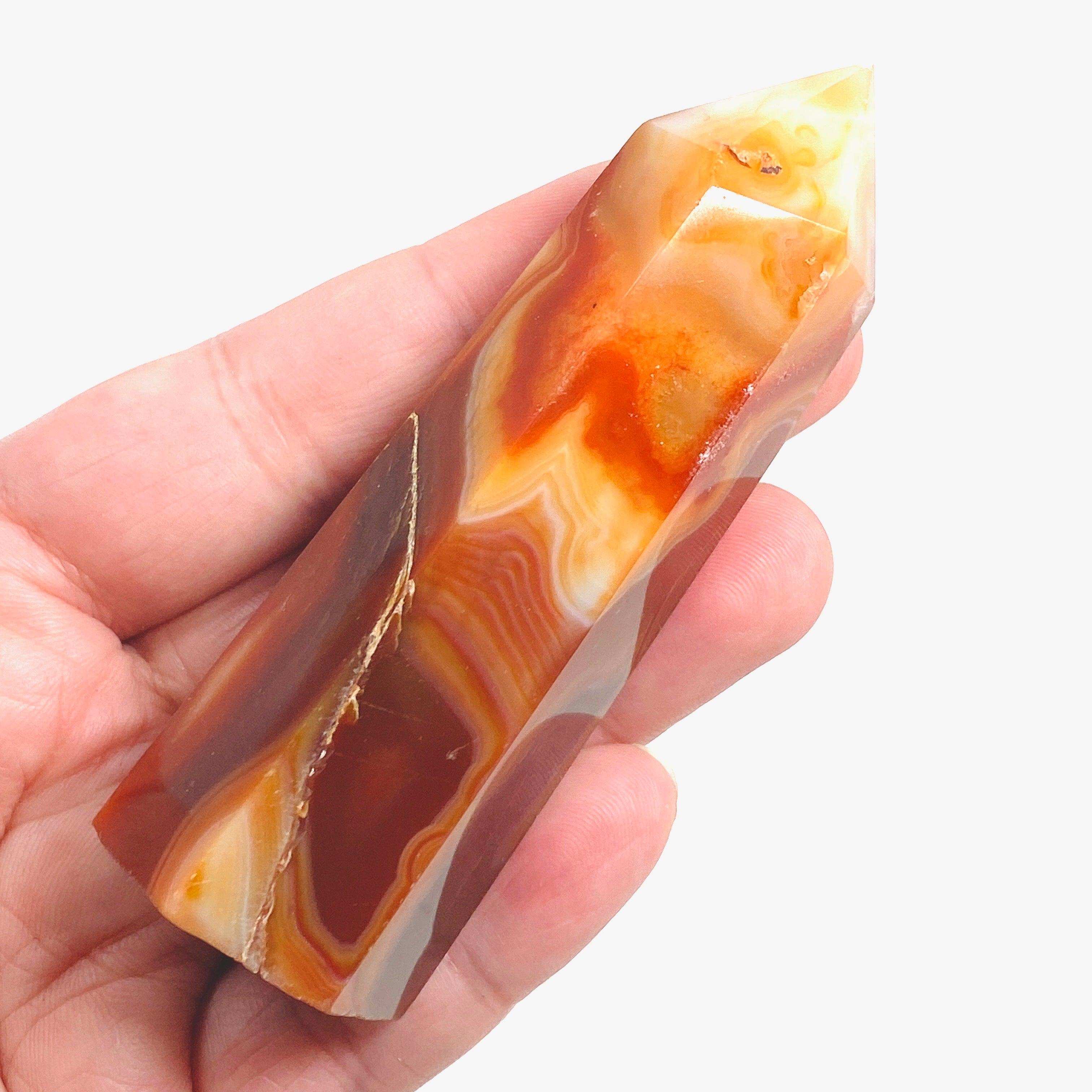 Natural Carnelian Point Healing Crystal - 100-130g CNG 130 - Perfect for Meditation, Energy Work & Home Decor