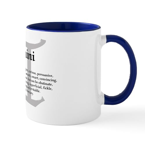 White/Navy Inside - Gemini Coffee Mug / Cup 11Oz