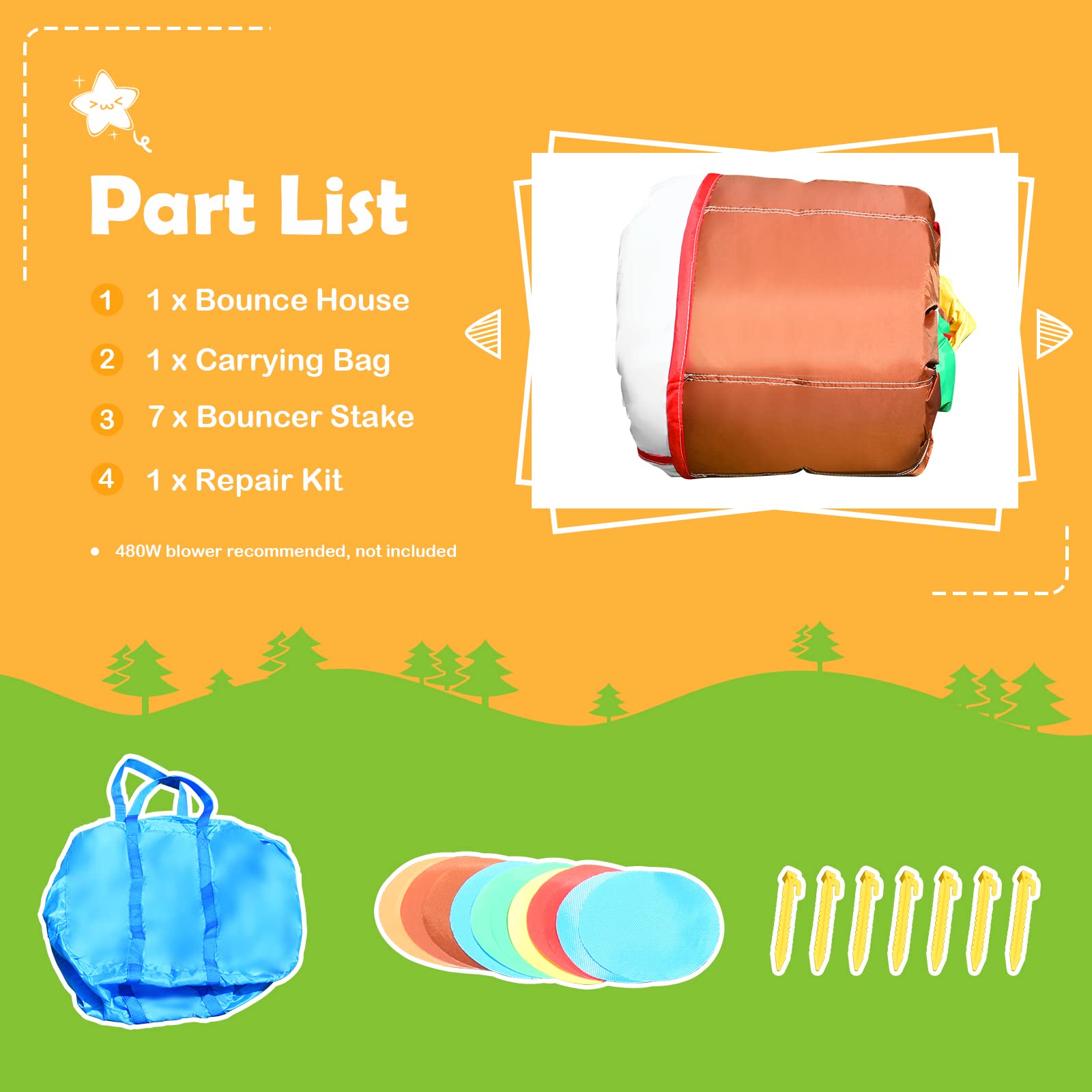 **HONEY JOY 6-in-1 Inflatable Water Slide & Bounce House for Kids & Adults - Giant Blow Up Water Park with Crawl Tunnel, Outdoor Backyard Bouncy Slide (Includes 480W Blower) - Perfect for Summer Parties, Birthdays, and Family Fun**