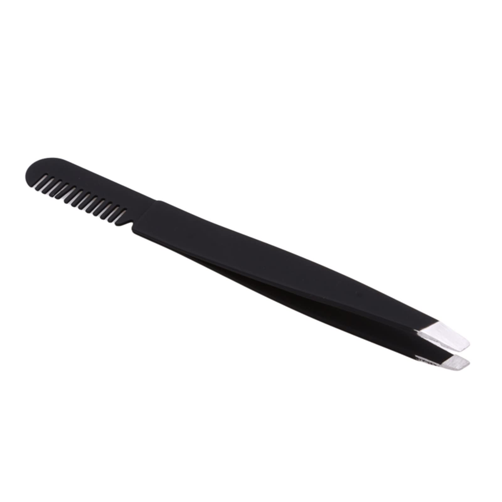 Stainless Steel Slanted Tweezers for Eyebrow Shaping & Hair Removal - Precision Makeup Tool with Eyebrow Comb - Perfect for Grooming, Beauty & Travel (Pink)