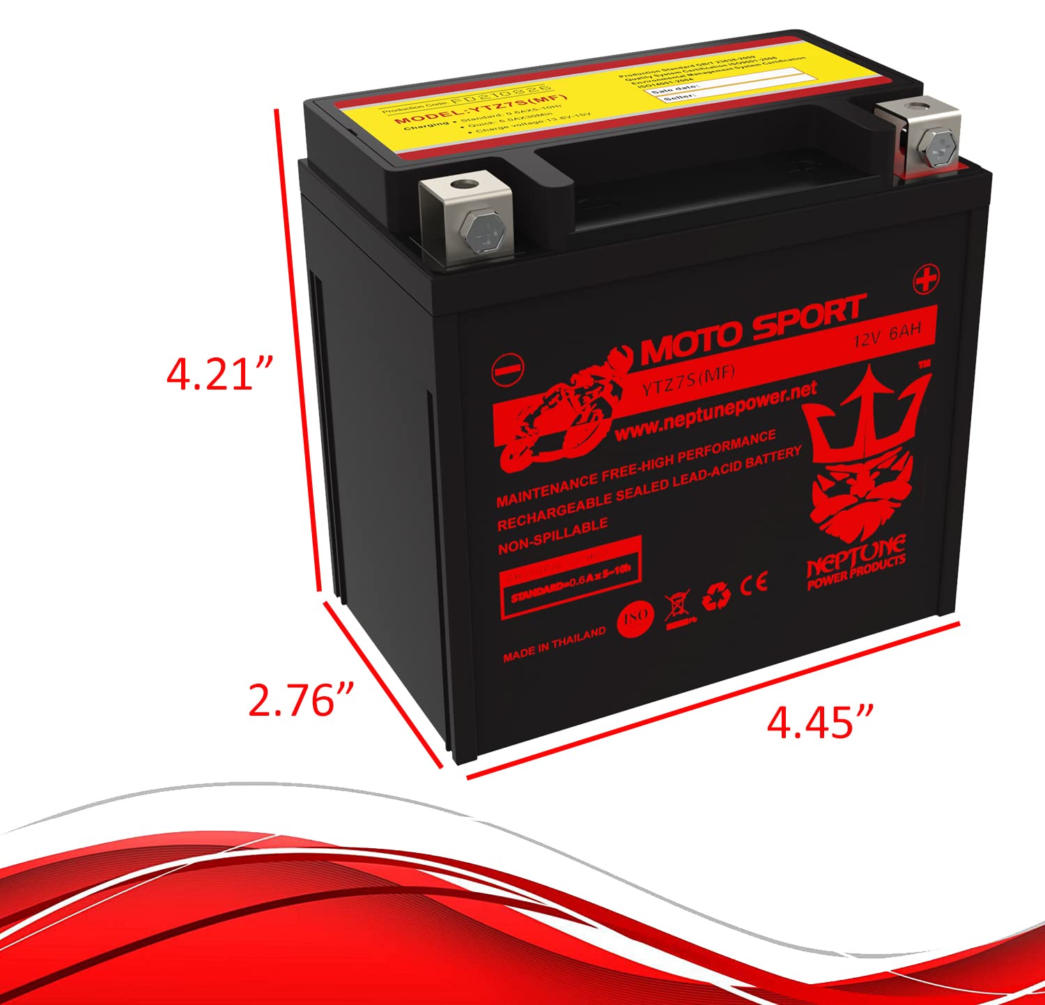 Neptune YTZ7S Replacement Battery for Power-Sonic PTZ7S - Maintenance Free Sealed Powersport Battery for Motorcycles, ATVs & Jet Skis - Reliable Starting Power in Extreme Conditions