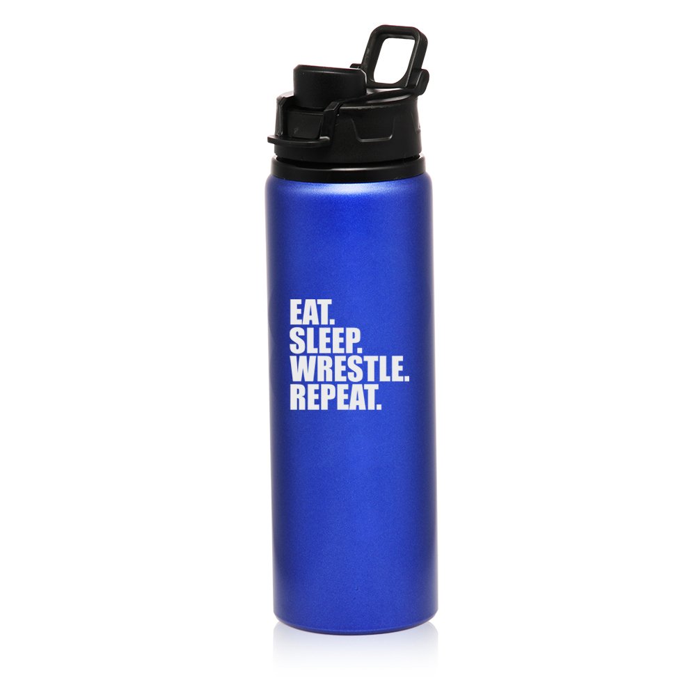 25 oz Aluminum Sports Water Bottle - Insulated, Leak-Proof, Durable for Travel, Gym & Outdoor Activities | Perfect for Athletes, Hiking & Workouts | Eat Sleep Wrestle Repeat