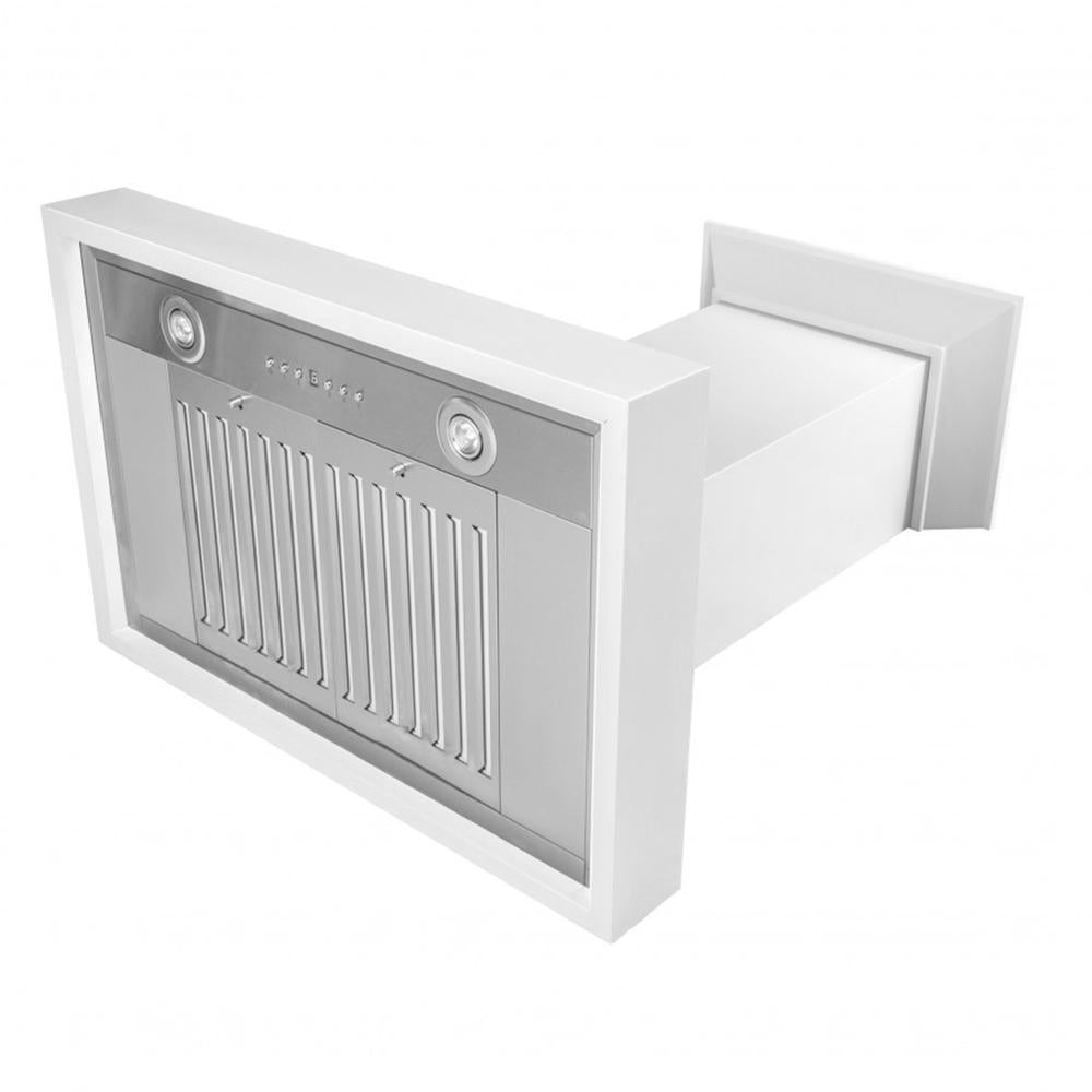 ZLINE 36 Inch Wooden Wall Mount Range Hood - Smooth Bright White Finish (KBWW 36) | Modern Kitchen Ventilation for Home Cooking & Baking