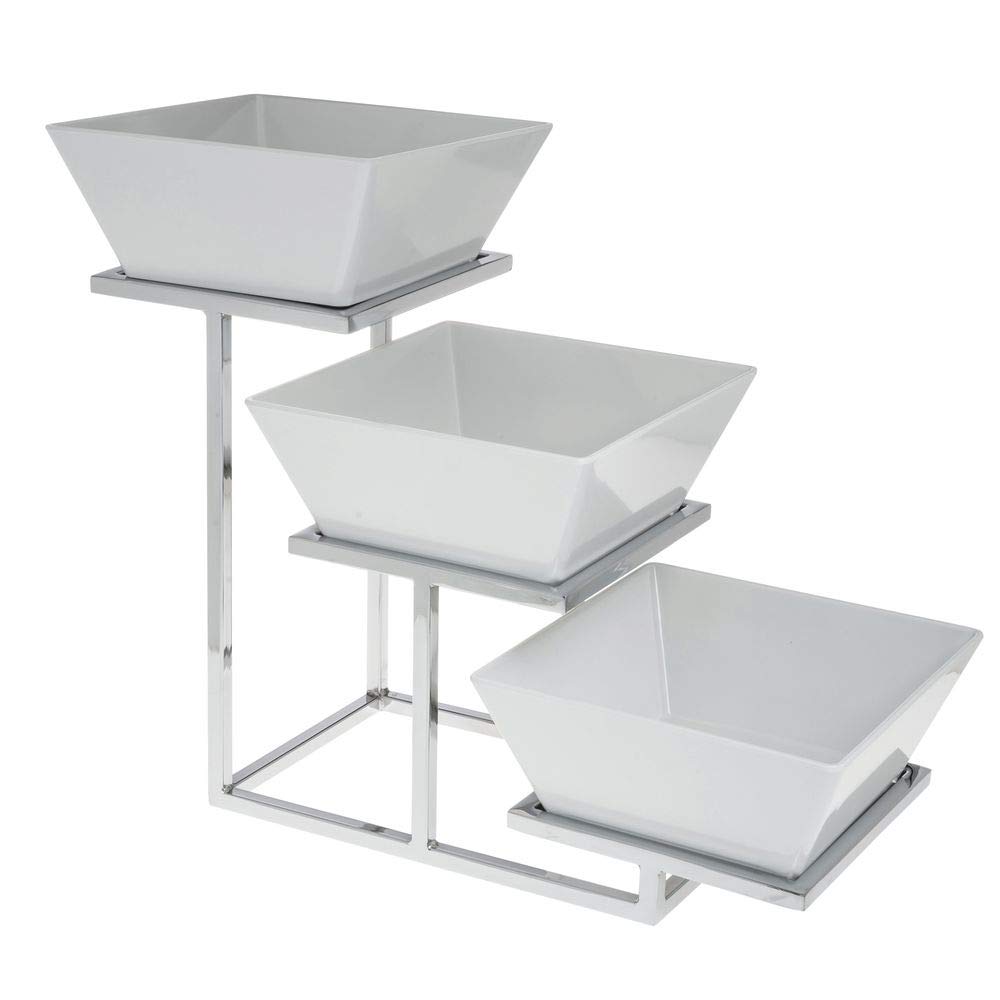 Hubert Cerve Collection Chrome 3-Tiered Buffet Stand for Bowls - 8