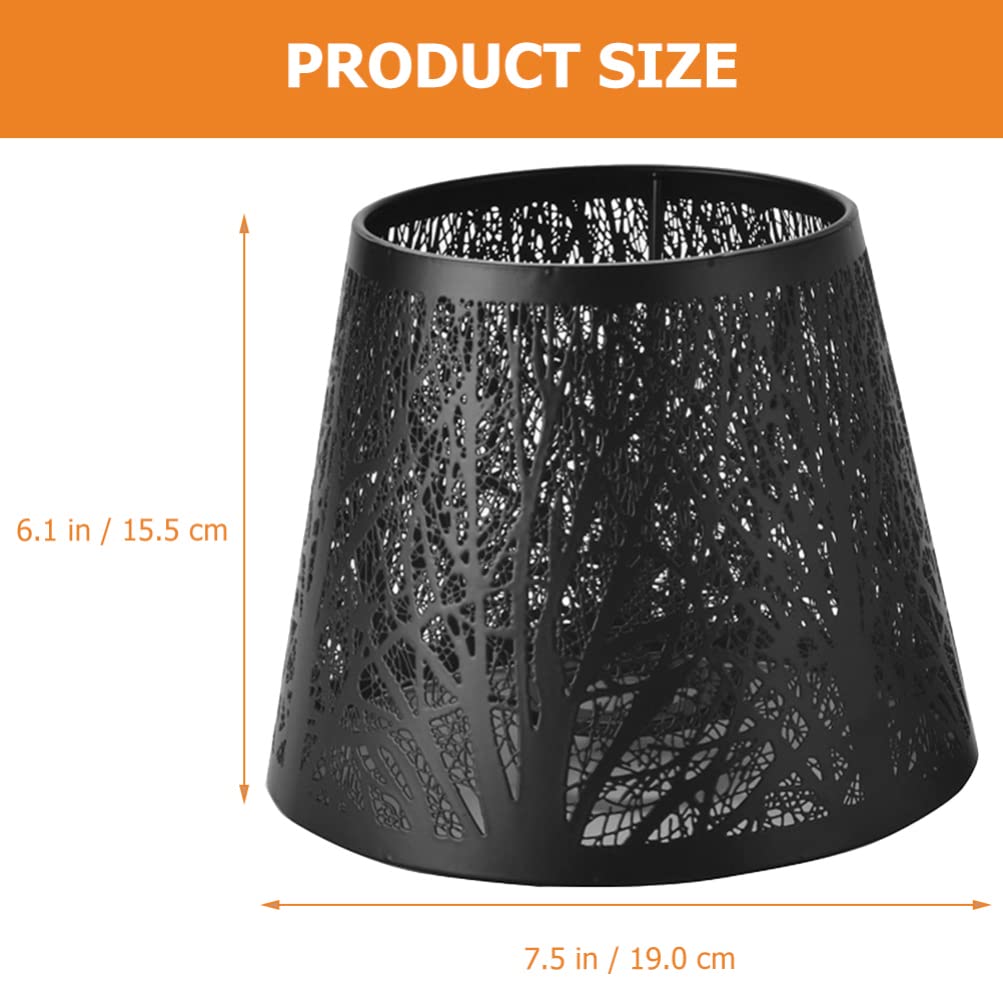 Modern Black E27 Hollow Tree Shadow Lamp Shade - Metal Replacement Lampshade for Table & Floor Lights - Perfect for Living Room, Bedroom, and Office Decor