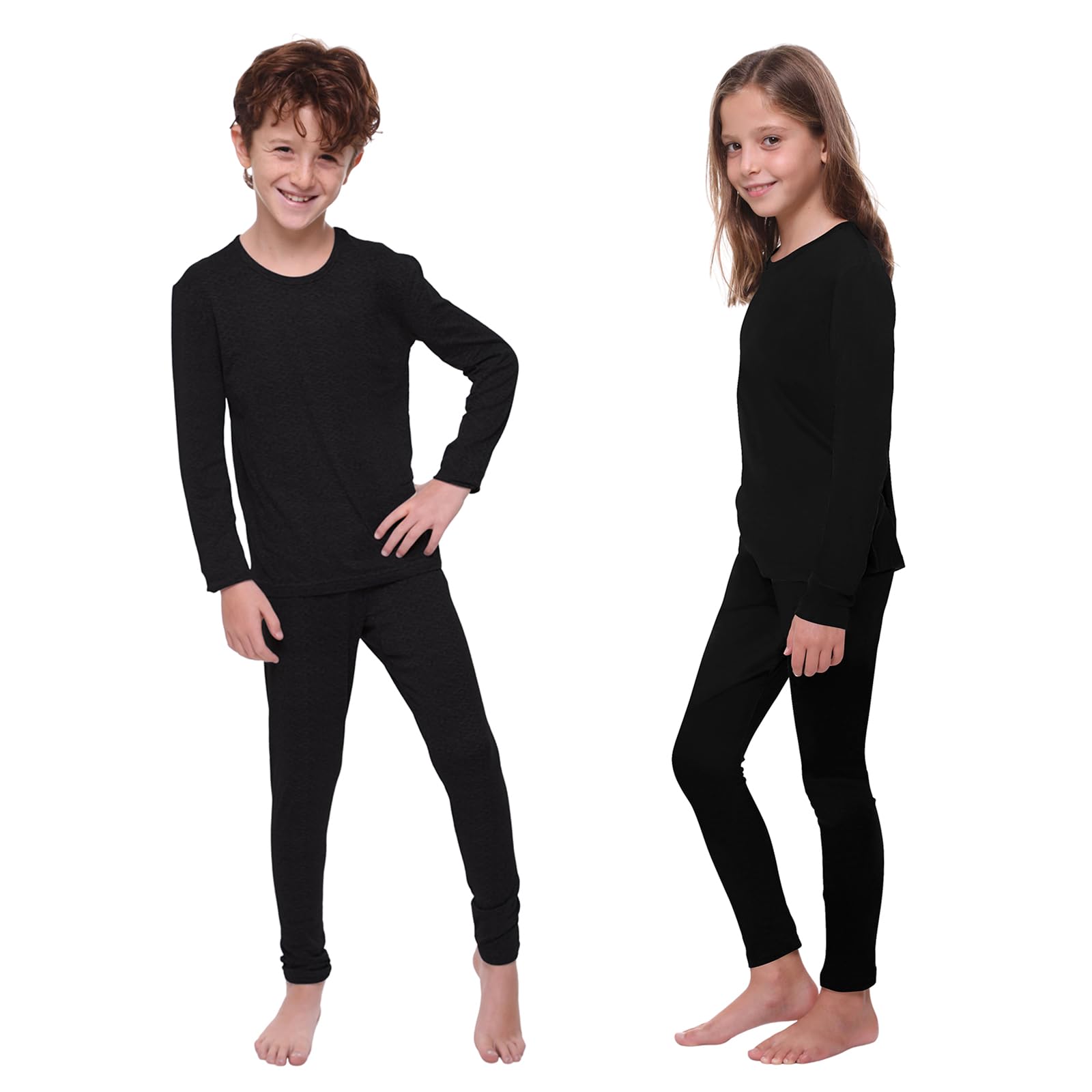 Ultra Dry Thermal Underwear for Kids - Fleece Lined Long Johns & Shirt Set - Boys & Girls Unisex Base Layer - Perfect for Winter Sports, Skiing & Outdoor Activities