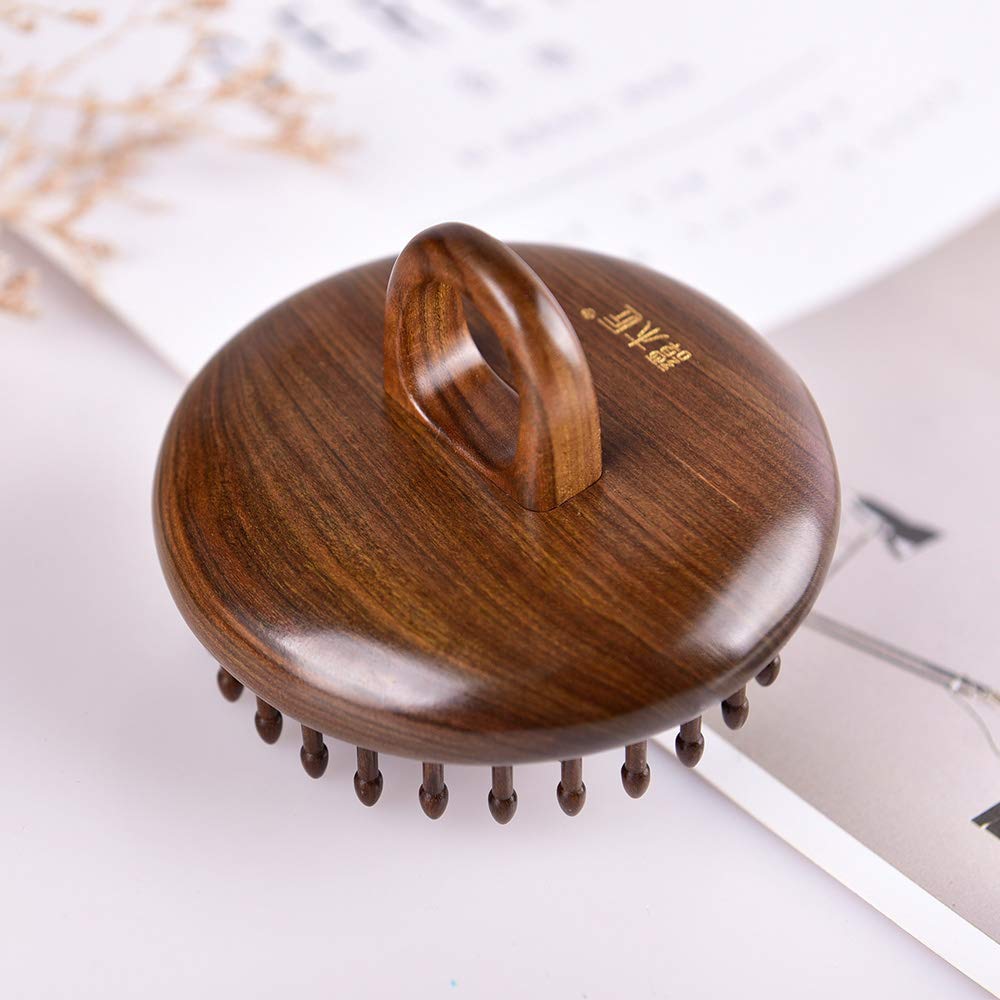 Premium Wooden Hair Comb for Women & Men - Round Shape with Inserted Teeth for Scalp Massage - Ideal for Daily Hair Care, Detangling & Relaxation at Home or Travel