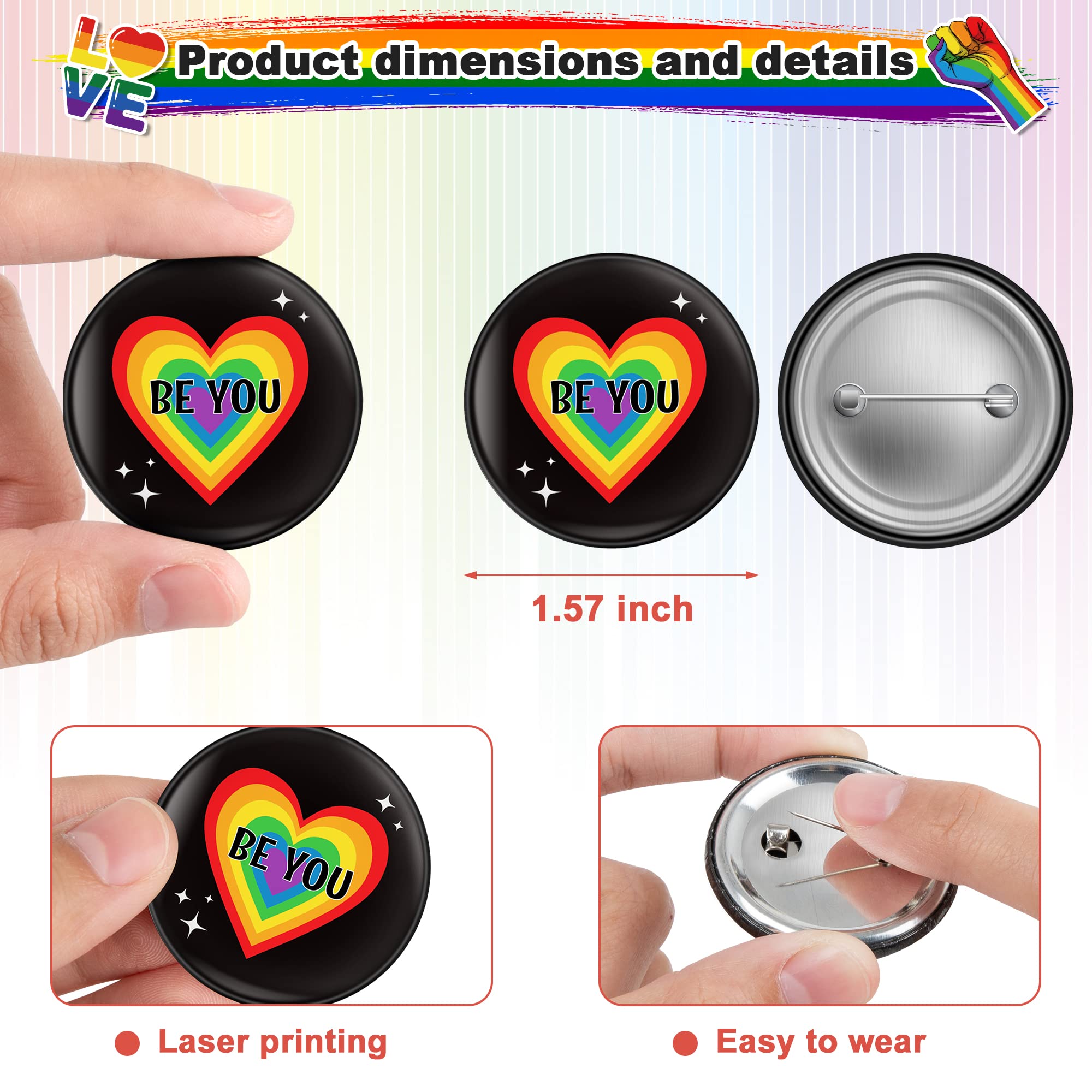 48 PCS Pride Accessories Set - 24 Rainbow Silicone Wristbands & Love Wins Button Pins - LGBTQ+ Pride Decorations for Gay, Lesbian, Bisexual, Transgender - Perfect for Pride Parades, Festivals, Parties and LGBTQ+ Events