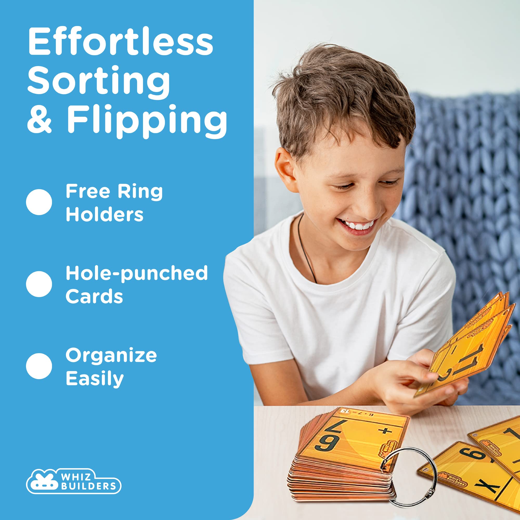 Math Flash Cards 208-Piece Set - Addition, Subtraction, Multiplication & Division Facts 0-20 - 4 Ring Binder for Kindergarten to 6th Grade - Perfect for Homeschooling, Classroom & Math Practice at Home