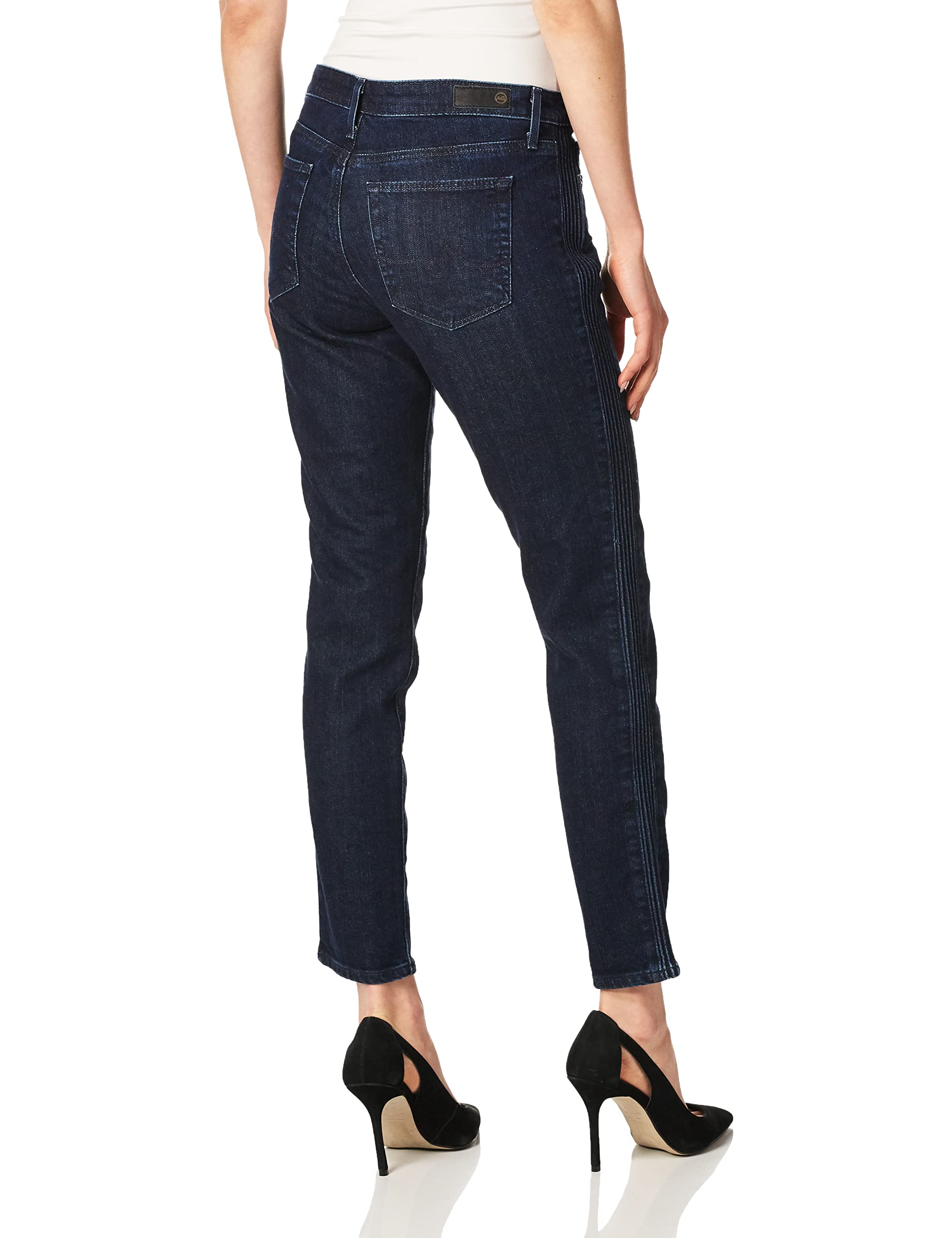 Women's High Waist Cigarette Fit Pintucked Ankle Jeans - Slimming Stretch Denim Pants for Casual Wear & Night Out